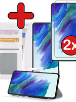 BTH BTH Samsung Galaxy S21FE Hoesje Bookcase Wit Met 2x Screenprotector