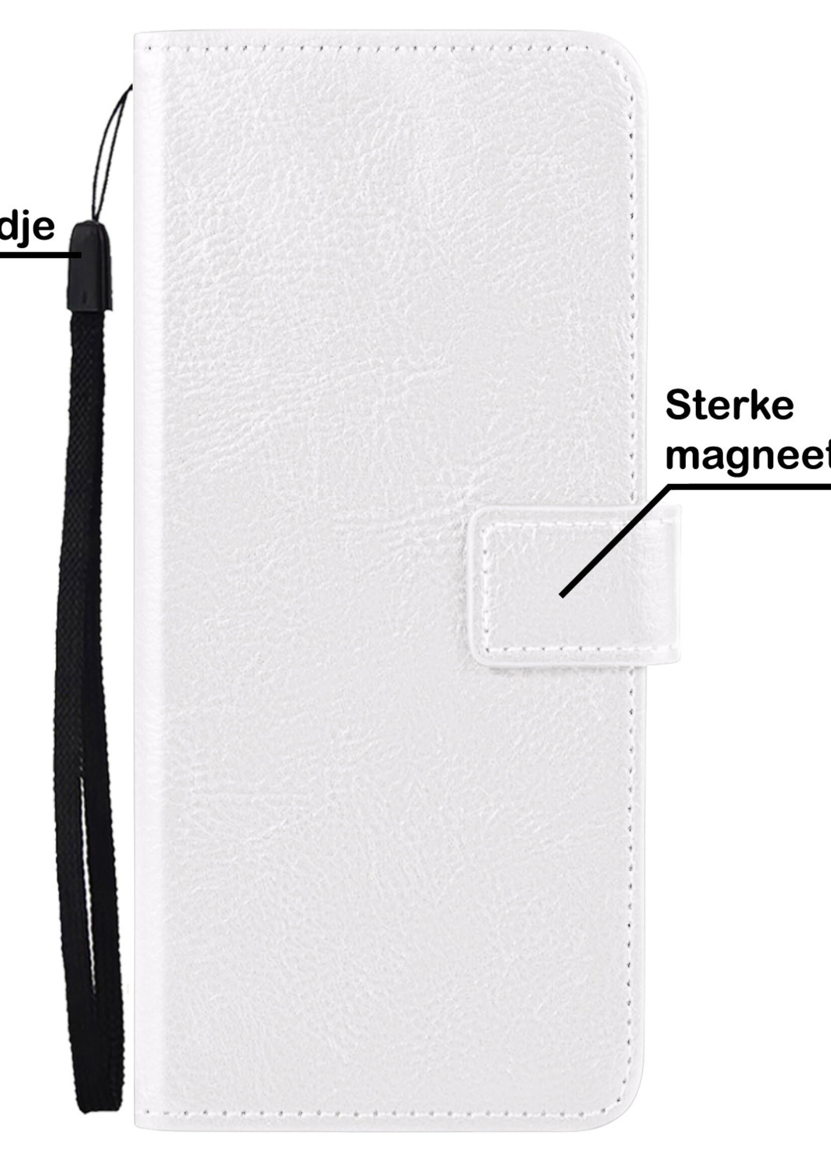 BTH Hoesje Geschikt voor Samsung S21 FE Hoesje Book Case Hoes Portemonnee Cover Walletcase Met 2x Screenprotector - Hoes Geschikt voor Samsung Galaxy S21 FE Hoes Bookcase Hoesje - Wit