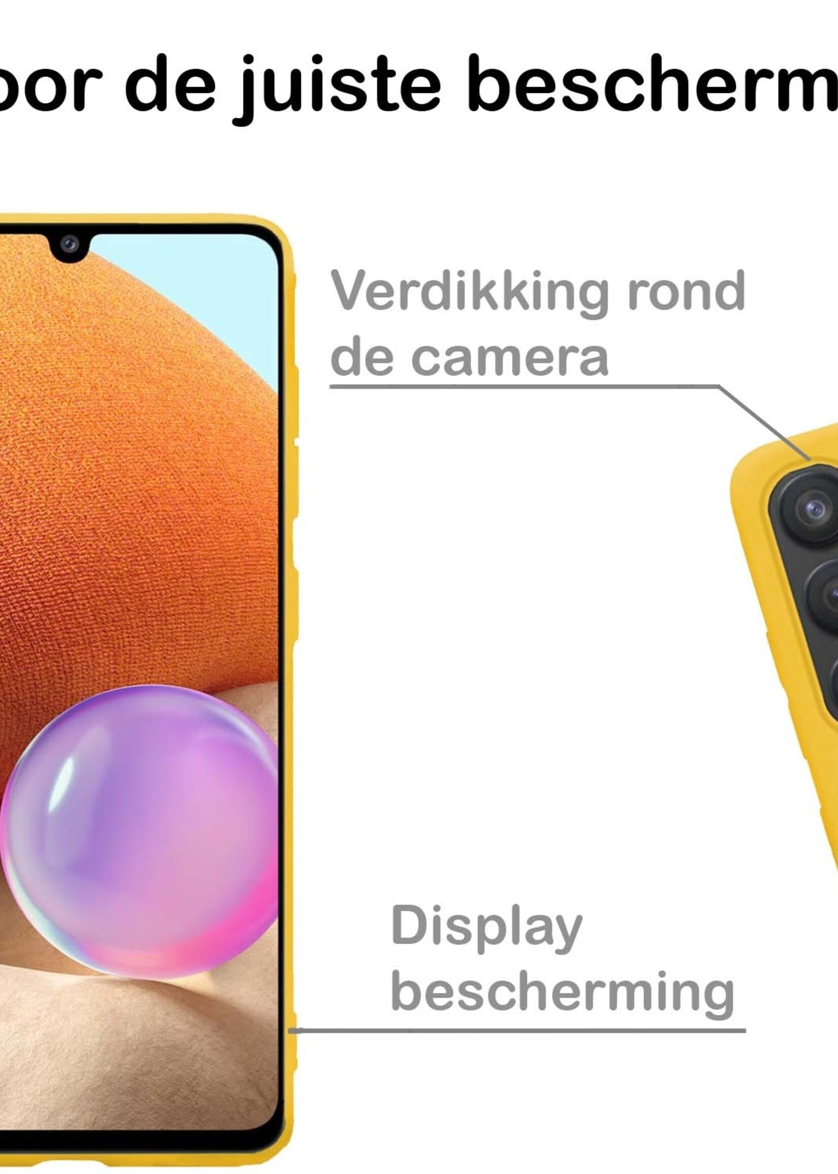 BTH Hoesje Geschikt voor Samsung A32 4G Hoesje Siliconen Case Hoes - Hoes Geschikt voor Samsung Galaxy A32 4G Hoes Cover Case - Geel - 2 PACK