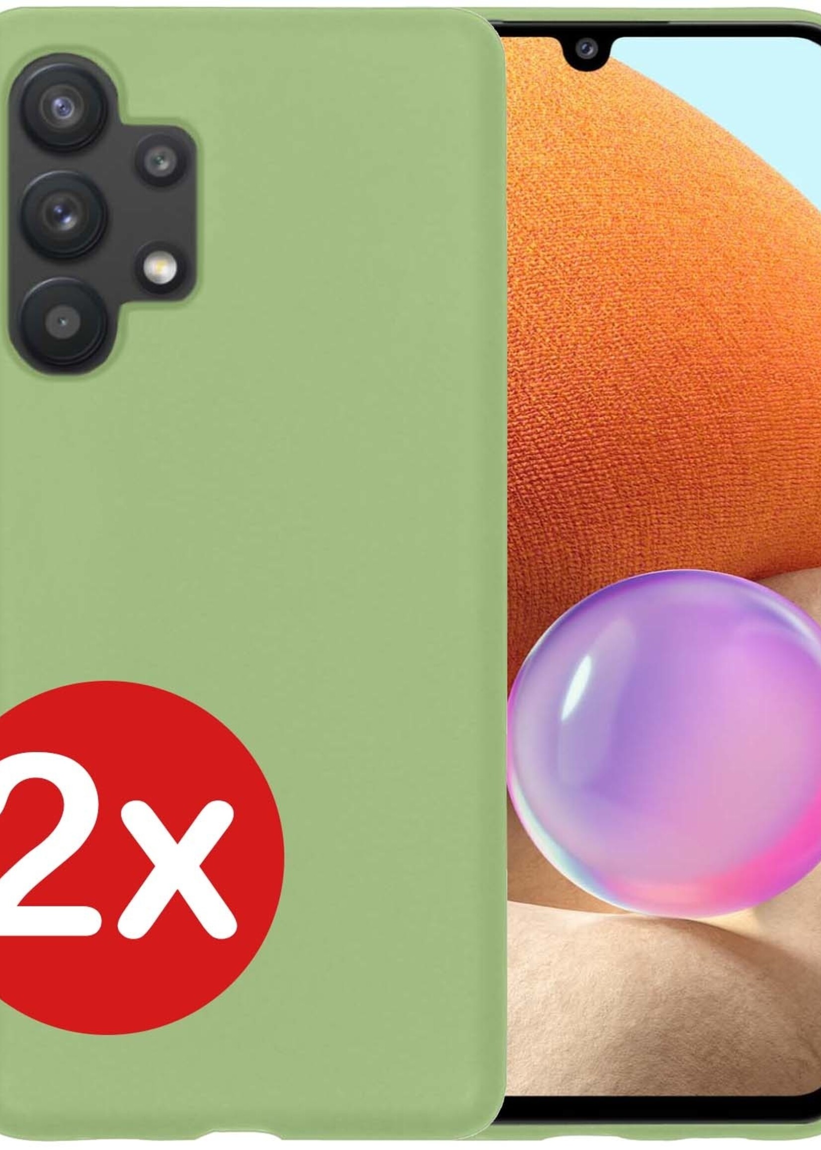 BTH Hoesje Geschikt voor Samsung A32 4G Hoesje Siliconen Case Hoes - Hoes Geschikt voor Samsung Galaxy A32 4G Hoes Cover Case - Groen - 2 PACK
