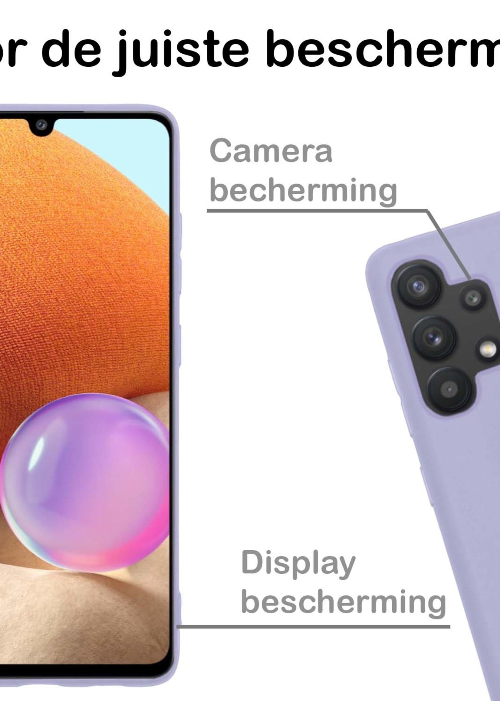 BTH Hoesje Geschikt voor Samsung A32 4G Hoesje Siliconen Case Hoes - Hoes Geschikt voor Samsung Galaxy A32 4G Hoes Cover Case - Lila - 2 PACK