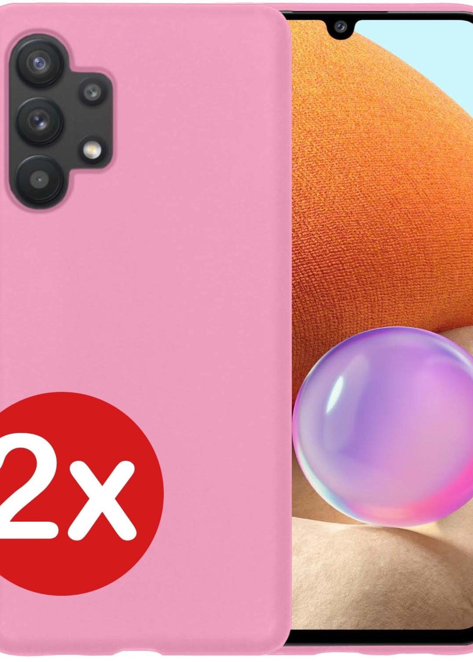 BTH Hoesje Geschikt voor Samsung A32 4G Hoesje Siliconen Case Hoes - Hoes Geschikt voor Samsung Galaxy A32 4G Hoes Cover Case - Lichtroze - 2 PACK