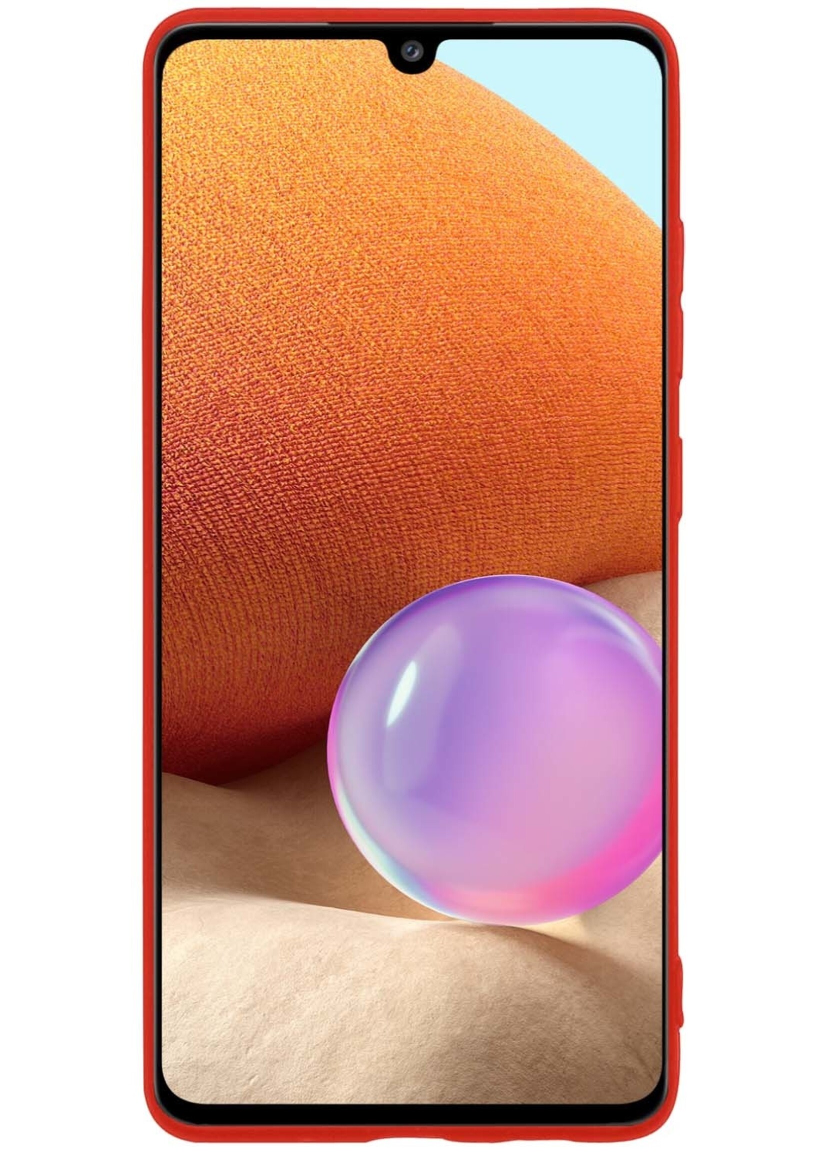 BTH Hoesje Geschikt voor Samsung A32 4G Hoesje Siliconen Case Hoes - Hoes Geschikt voor Samsung Galaxy A32 4G Hoes Cover Case - Rood - 2 PACK
