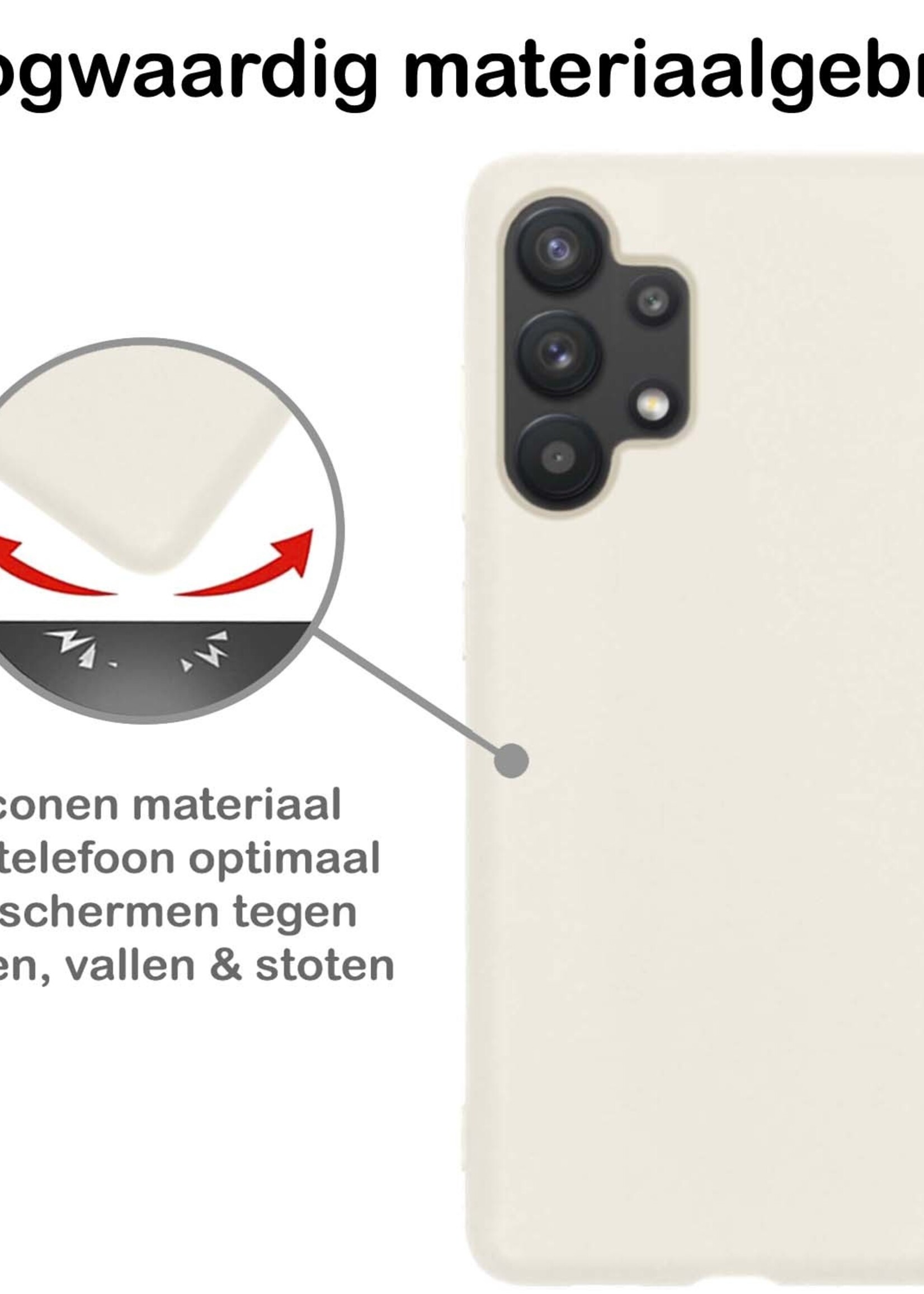BTH Hoesje Geschikt voor Samsung A32 4G Hoesje Siliconen Case Hoes - Hoes Geschikt voor Samsung Galaxy A32 4G Hoes Cover Case - Wit - 2 PACK