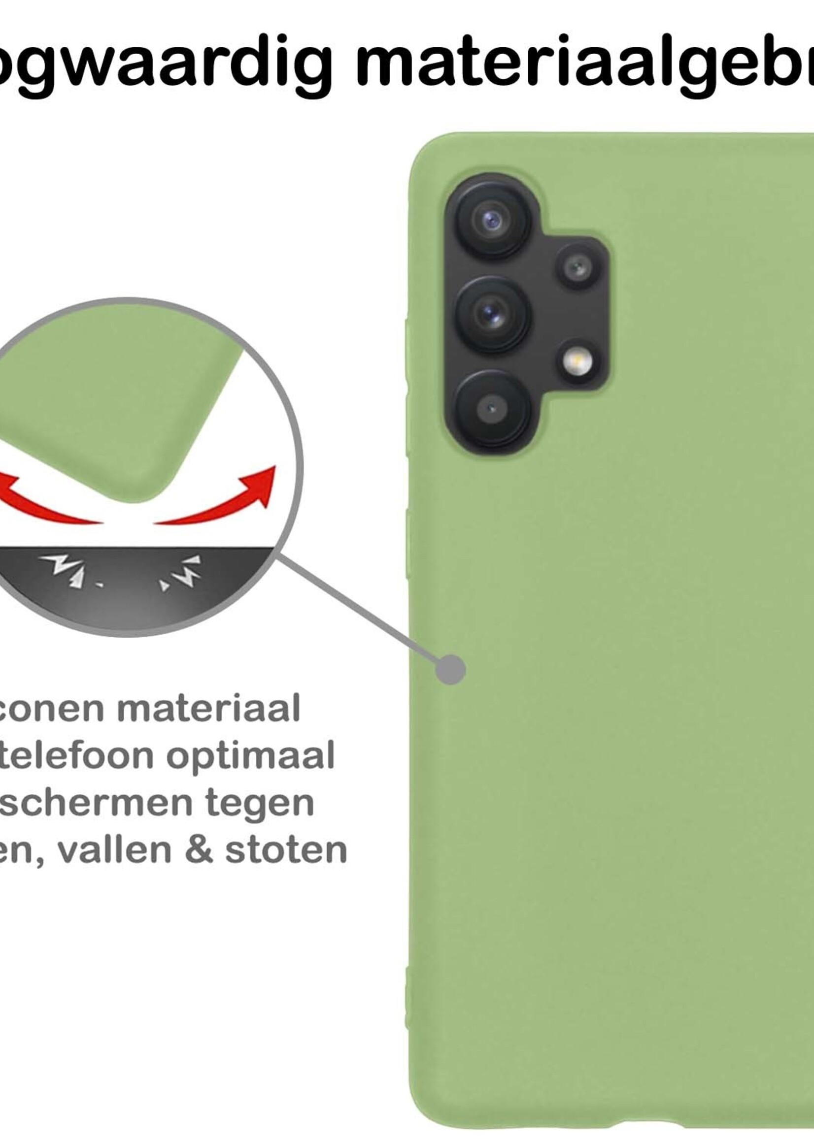 BTH Hoesje Geschikt voor Samsung A32 4G Hoesje Siliconen Case Hoes Met Screenprotector - Hoes Geschikt voor Samsung Galaxy A32 4G Hoes Cover Case - Groen