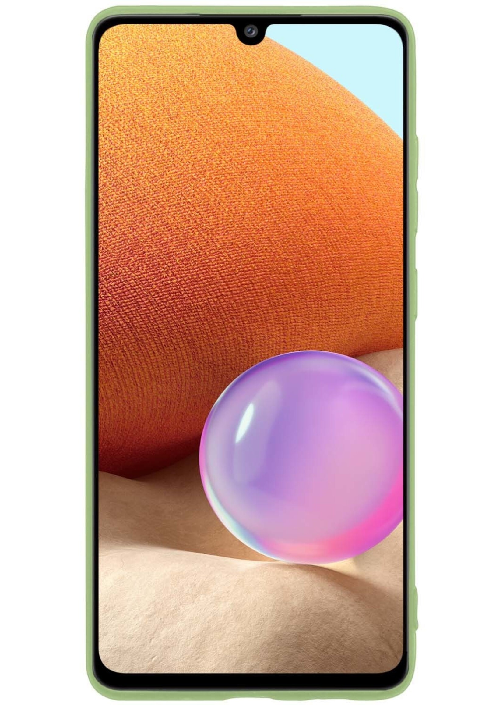 BTH Hoesje Geschikt voor Samsung A32 4G Hoesje Siliconen Case Hoes Met Screenprotector - Hoes Geschikt voor Samsung Galaxy A32 4G Hoes Cover Case - Groen