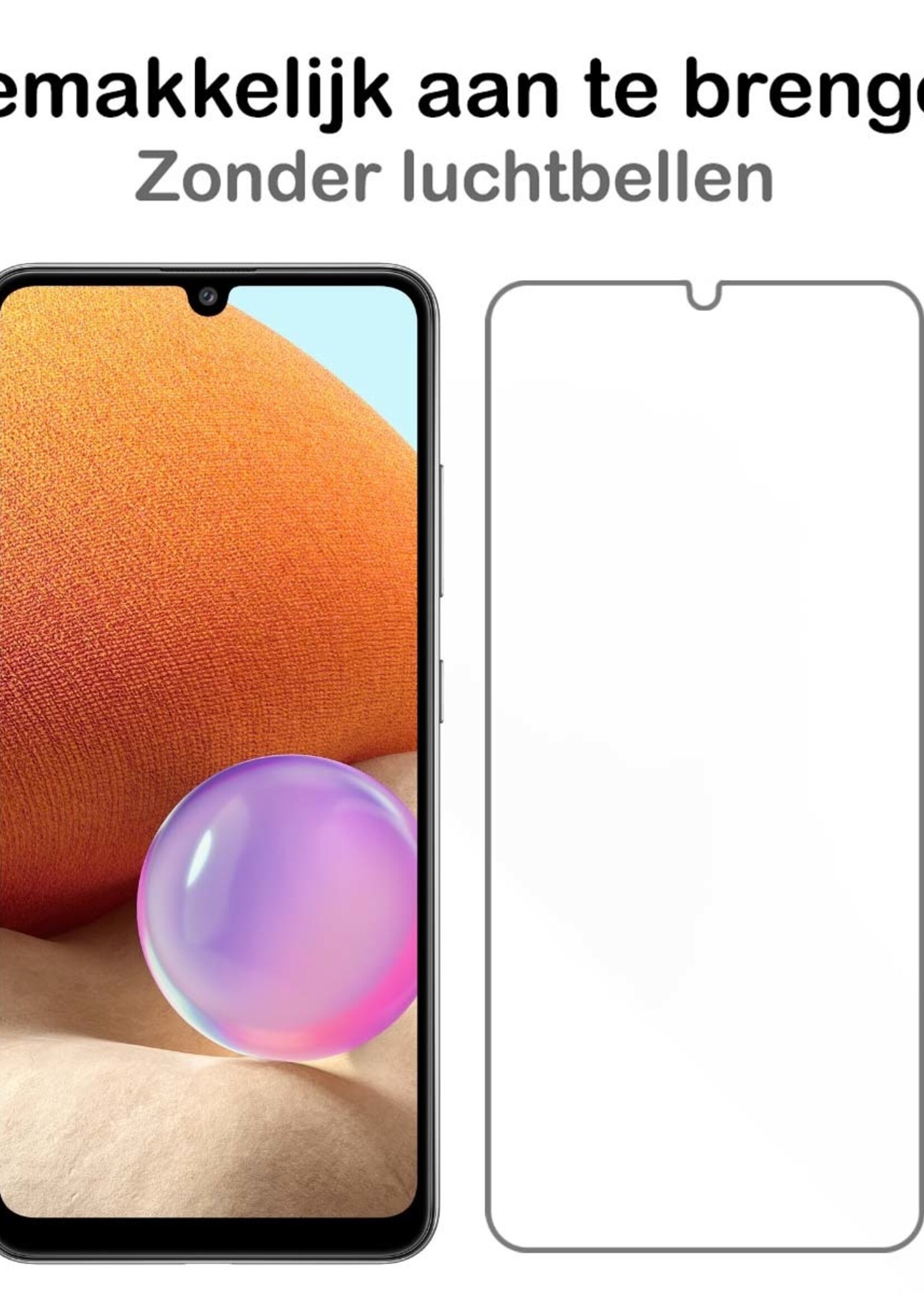 BTH Hoesje Geschikt voor Samsung A32 4G Hoesje Siliconen Case Hoes Met Screenprotector - Hoes Geschikt voor Samsung Galaxy A32 4G Hoes Cover Case - Lichtroze