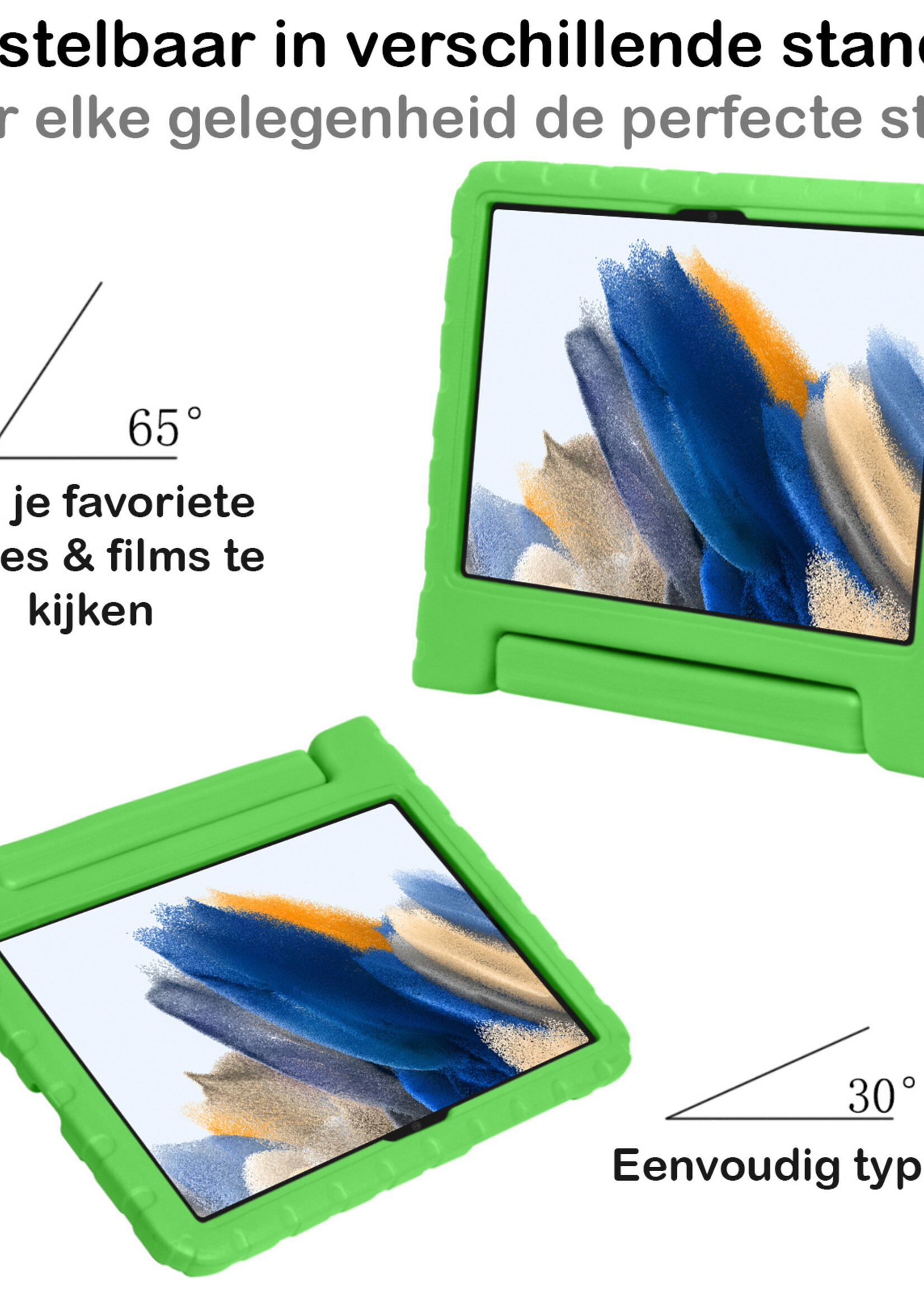 BTH Kinderhoes Geschikt voor Samsung Galaxy Tab A8 Hoes Kinder Hoesje Kids Case Cover Kidsproof Met Screenprotector - Hoesje Geschikt voor Samsung Tab A8 Hoesje Kinder Hoes - Groen