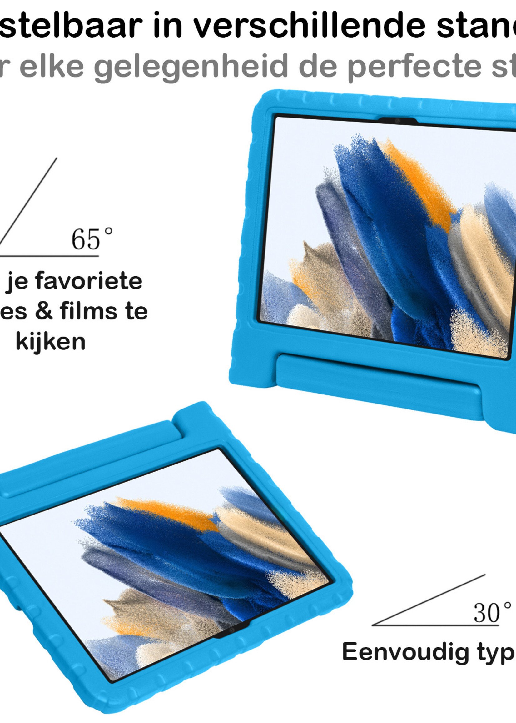 BTH Kinderhoes Geschikt voor Samsung Galaxy Tab A8 Hoes Kinder Hoesje Kids Case Cover Kidsproof Met Screenprotector - Hoesje Geschikt voor Samsung Tab A8 Hoesje Kinder Hoes - Blauw