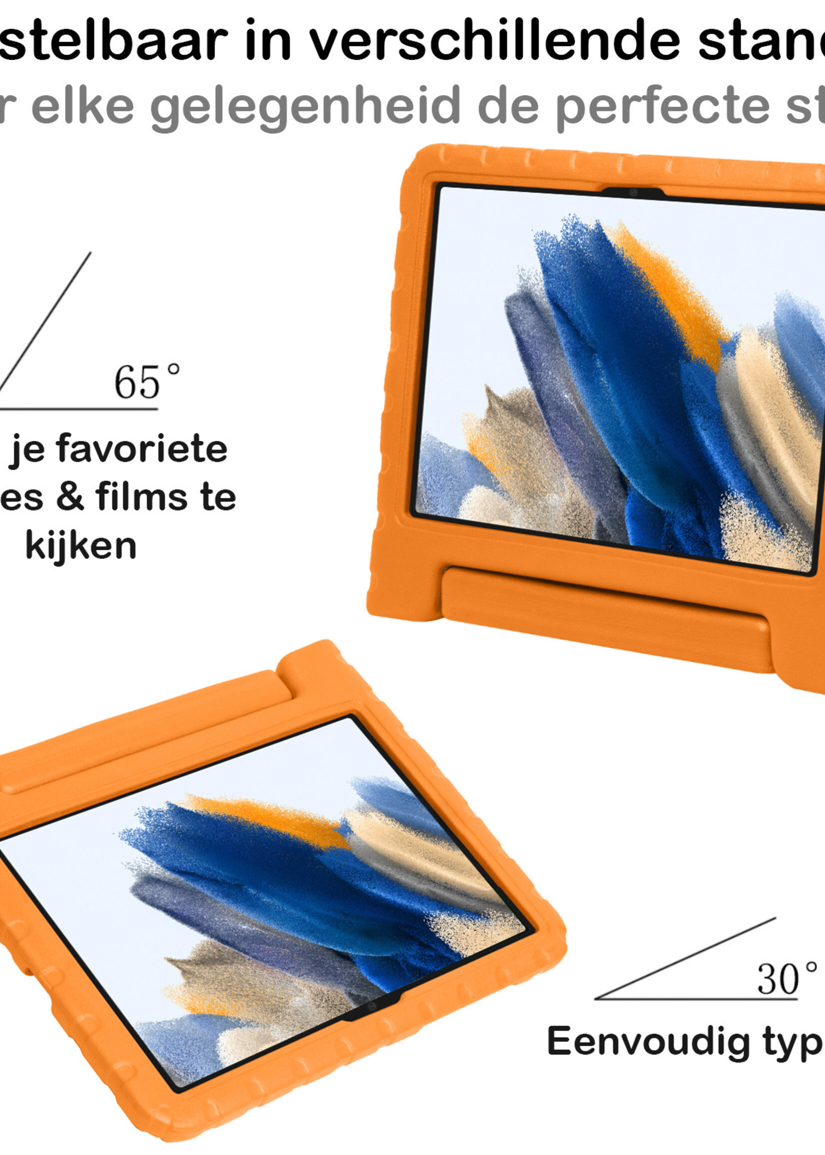 BTH Kinderhoes Geschikt voor Samsung Galaxy Tab A8 Hoes Kinder Hoesje Kids Case Cover Kidsproof Met Screenprotector - Hoesje Geschikt voor Samsung Tab A8 Hoesje Kinder Hoes - Oranje