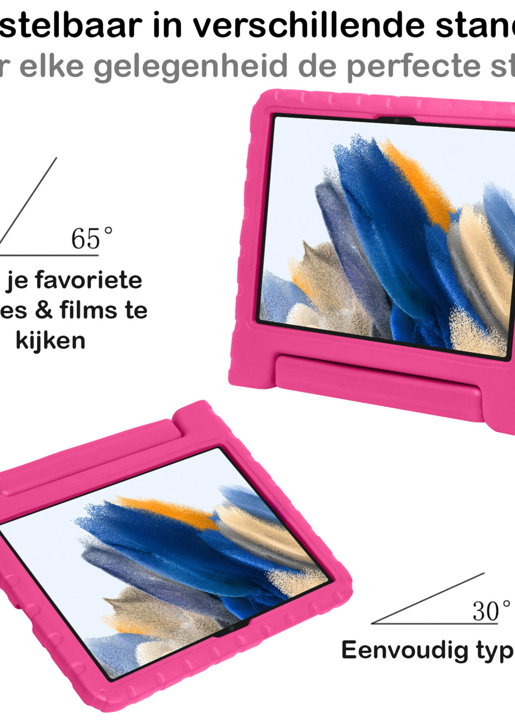 BTH Kinderhoes Geschikt voor Samsung Galaxy Tab A8 Hoes Kinder Hoesje Kids Case Cover Kidsproof Met Screenprotector - Hoesje Geschikt voor Samsung Tab A8 Hoesje Kinder Hoes - Roze