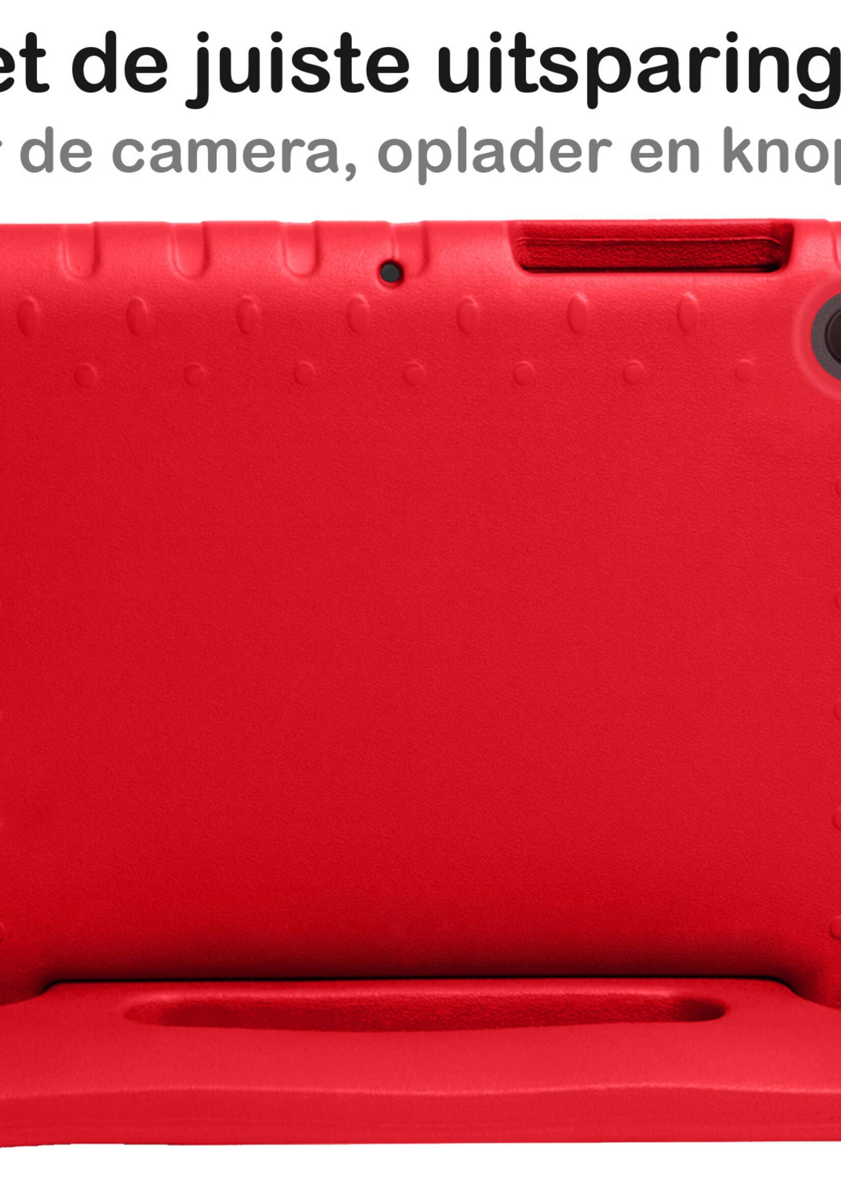 BTH Kinderhoes Geschikt voor Samsung Galaxy Tab A8 Hoes Kinder Hoesje Kids Case Cover Kidsproof Met 2x Screenprotector - Hoesje Geschikt voor Samsung Tab A8 Hoesje Kinder Hoes - Rood