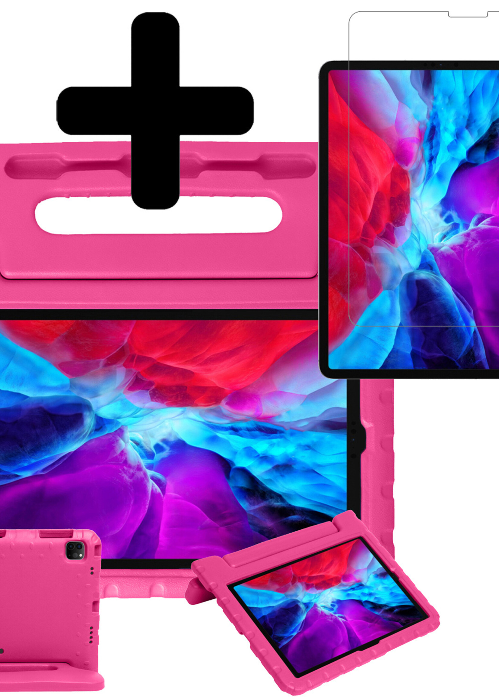 BTH Kinderhoes Geschikt voor iPad Pro 2018 (11 inch) Hoes Kinder Hoesje Kids Case Cover Kidsproof Met Screenprotector - Hoesje Geschikt voor iPad Pro 11 inch (2018) Hoesje Kinder Hoes - Roze