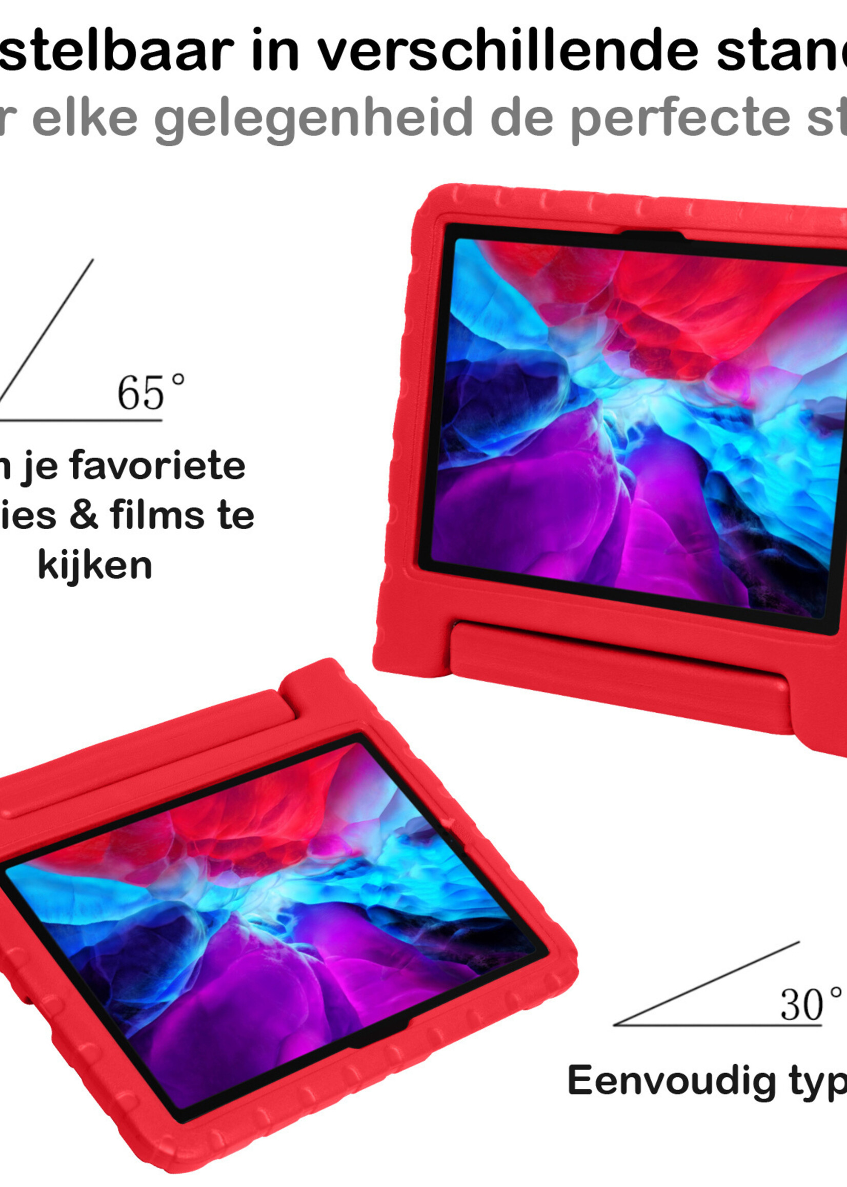 BTH Kinderhoes Geschikt voor iPad Pro 2018 (11 inch) Hoes Kinder Hoesje Kids Case Cover Kidsproof Met Screenprotector - Hoesje Geschikt voor iPad Pro 11 inch (2018) Hoesje Kinder Hoes - Rood