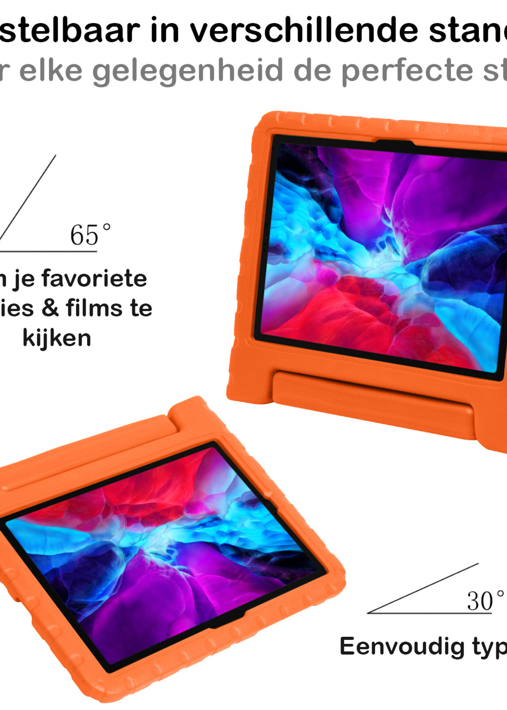 BTH Kinderhoes Geschikt voor iPad Pro 2021 (11 inch) Hoes Kinder Hoesje Kids Case Cover Kidsproof Met Screenprotector - Hoesje Geschikt voor iPad Pro 11 inch (2021) Hoesje Kinder Hoes - Oranje