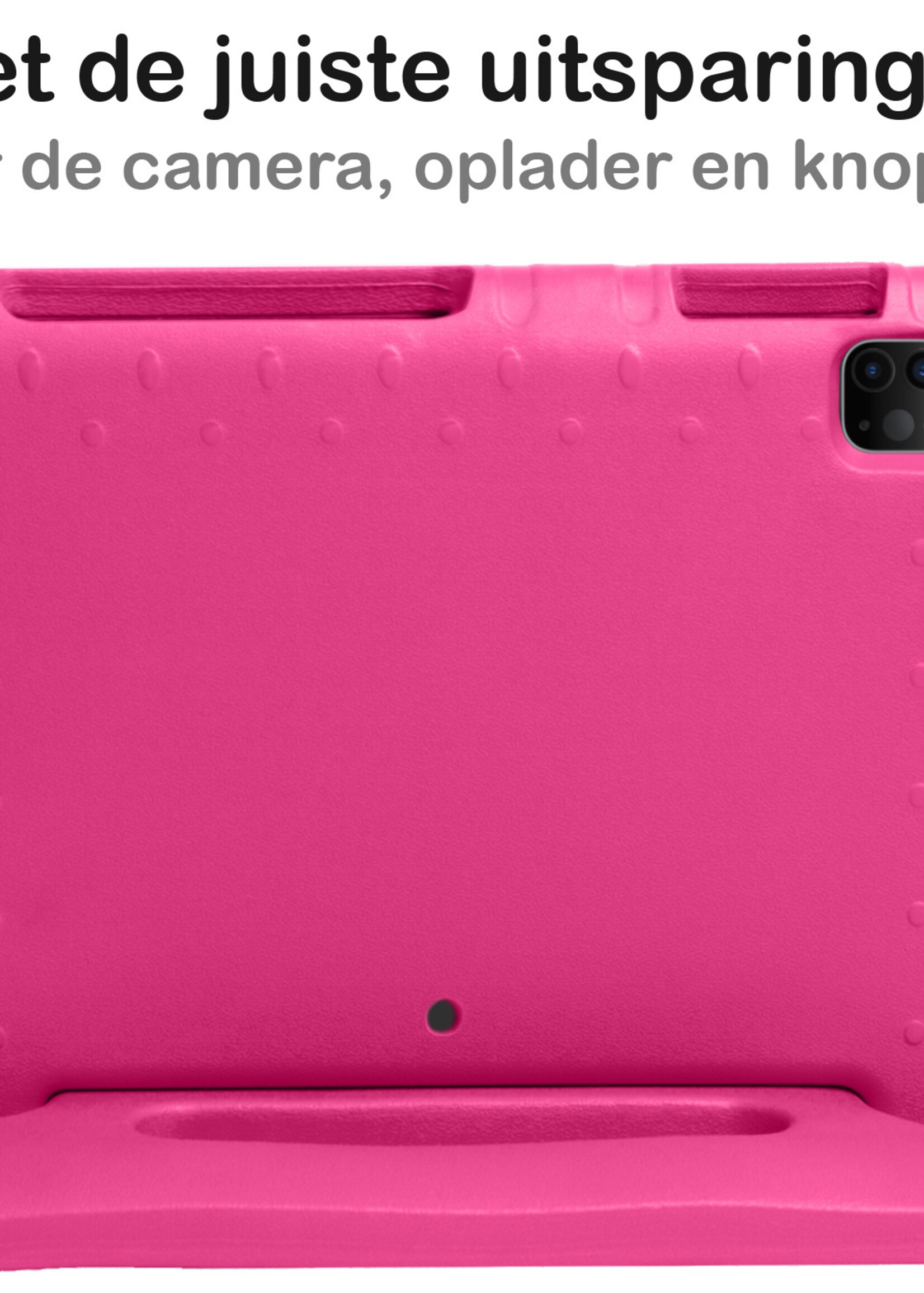 BTH Kinderhoes Geschikt voor iPad Pro 2021 (11 inch) Hoes Kinder Hoesje Kids Case Cover Kidsproof Met Screenprotector - Hoesje Geschikt voor iPad Pro 11 inch (2021) Hoesje Kinder Hoes - Roze