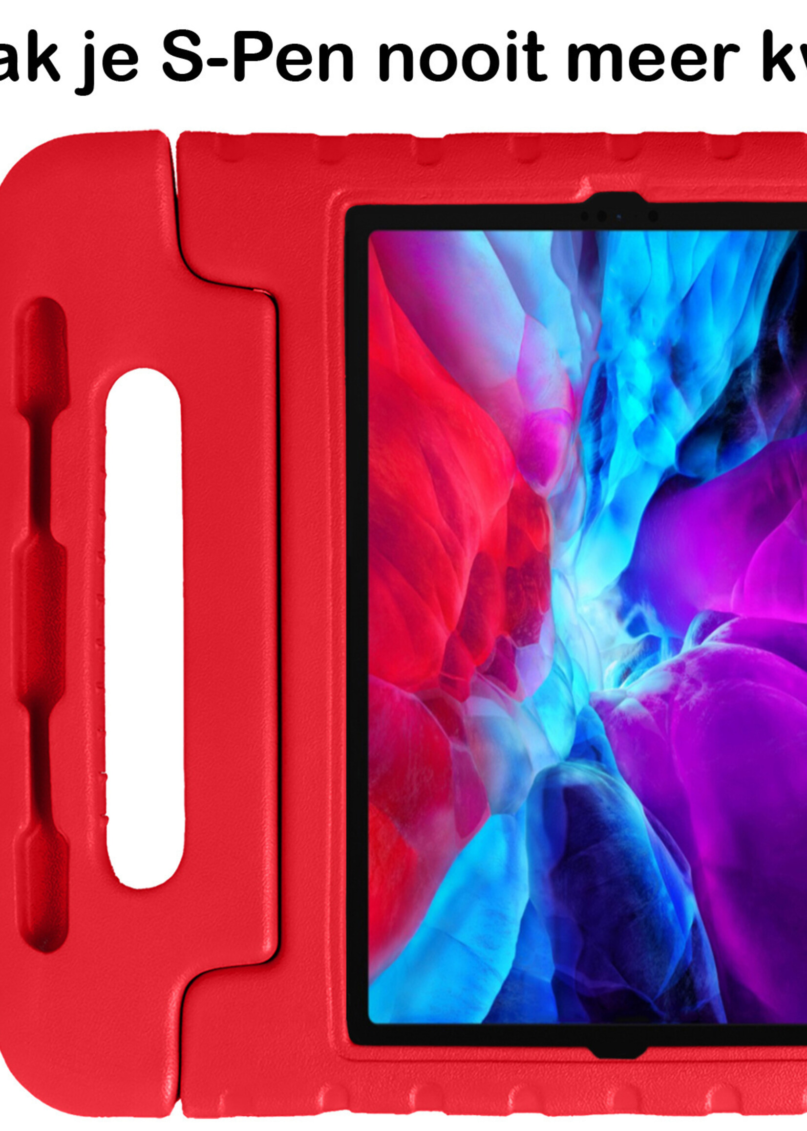 BTH Kinderhoes Geschikt voor iPad Pro 2021 (11 inch) Hoes Kinder Hoesje Kids Case Cover Kidsproof Met 2x Screenprotector - Hoesje Geschikt voor iPad Pro 11 inch (2021) Hoesje Kinder Hoes - Rood