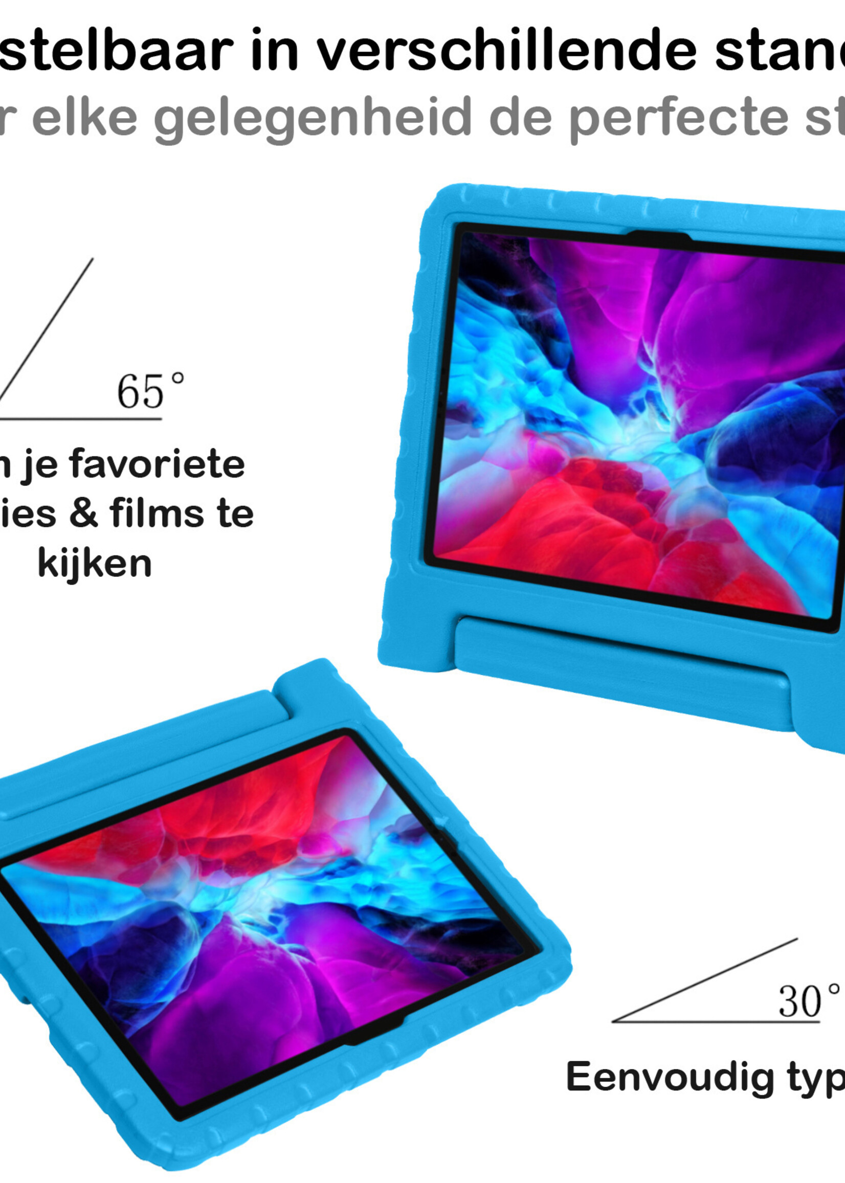 BTH Kinderhoes Geschikt voor iPad Pro 2021 (11 inch) Hoes Kinder Hoesje Kids Case Cover Kidsproof Met 2x Screenprotector - Hoesje Geschikt voor iPad Pro 11 inch (2021) Hoesje Kinder Hoes - Blauw