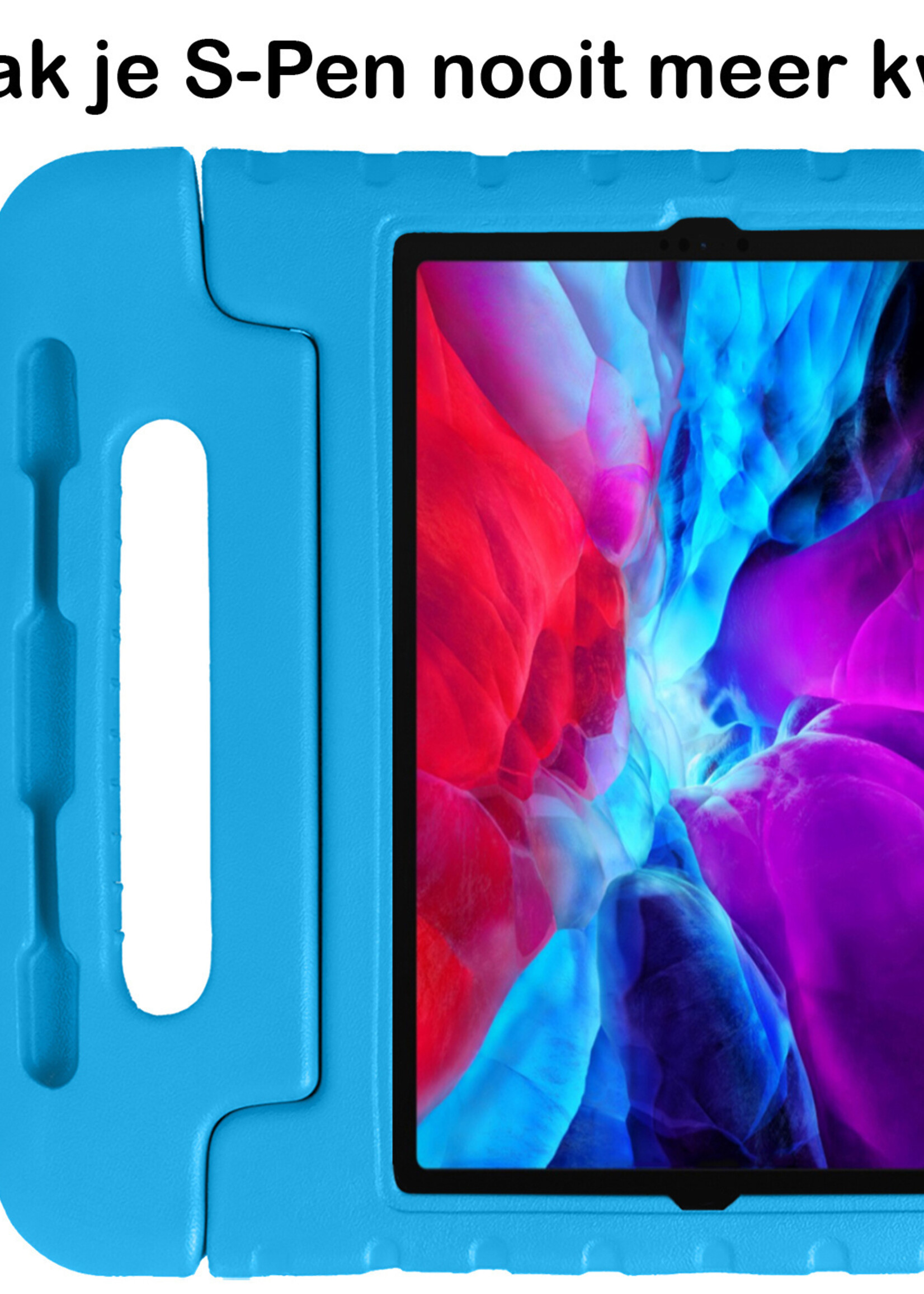 BTH Kinderhoes Geschikt voor iPad Pro 2021 (11 inch) Hoes Kinder Hoesje Kids Case Cover Kidsproof Met 2x Screenprotector - Hoesje Geschikt voor iPad Pro 11 inch (2021) Hoesje Kinder Hoes - Blauw