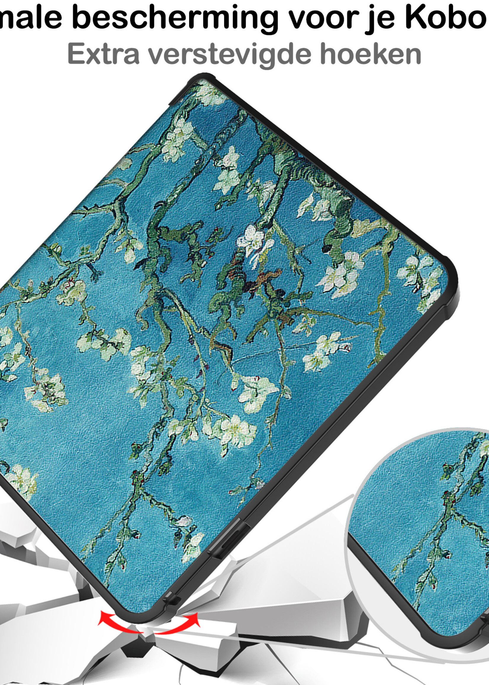 BTH Kobo Sage Hoesje Case Sleep Cover Premium Hoes - Bloesem