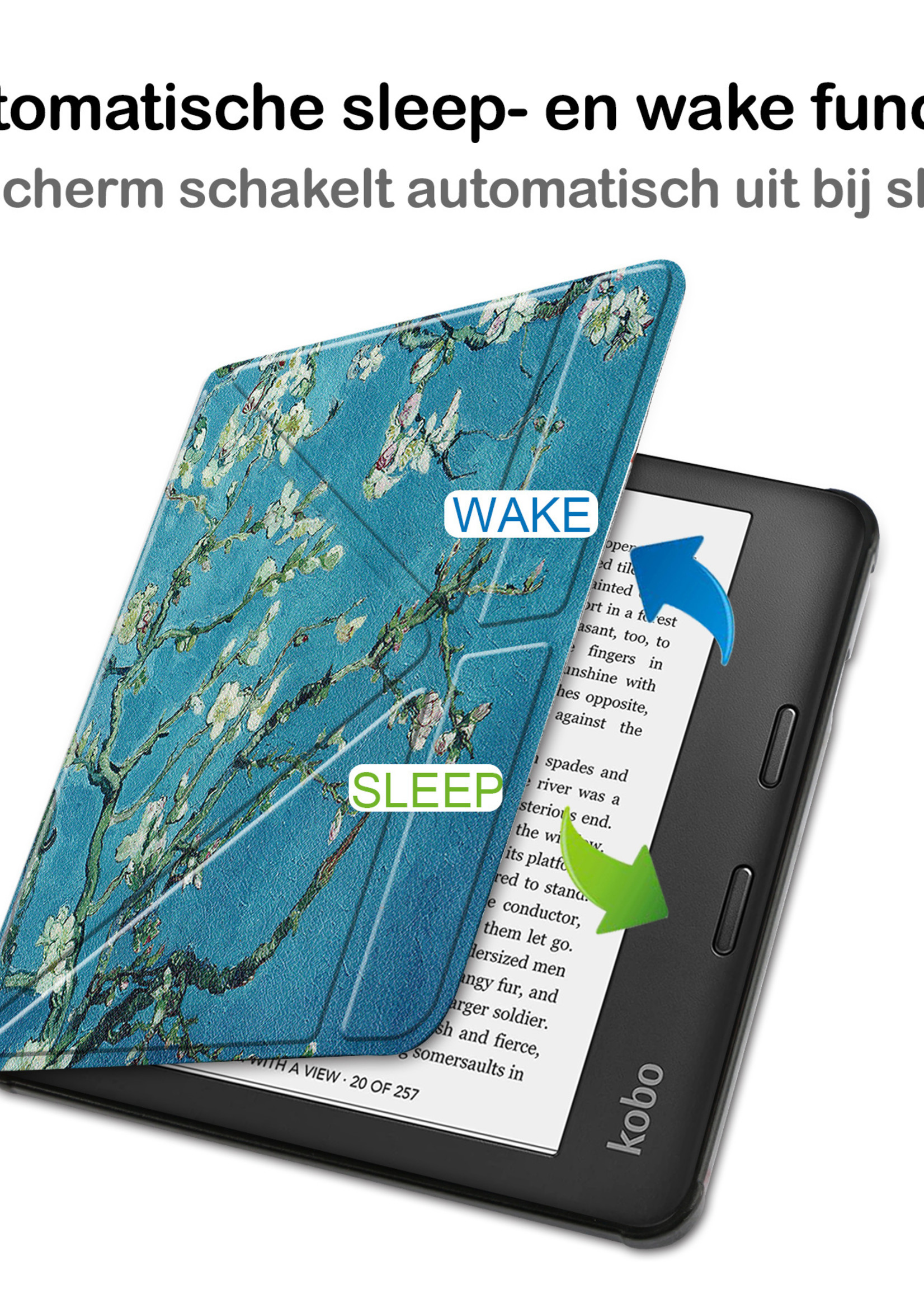 BTH Kobo Libra 2 Hoesje Case Sleep Cover Premium Hoes - Bloesem