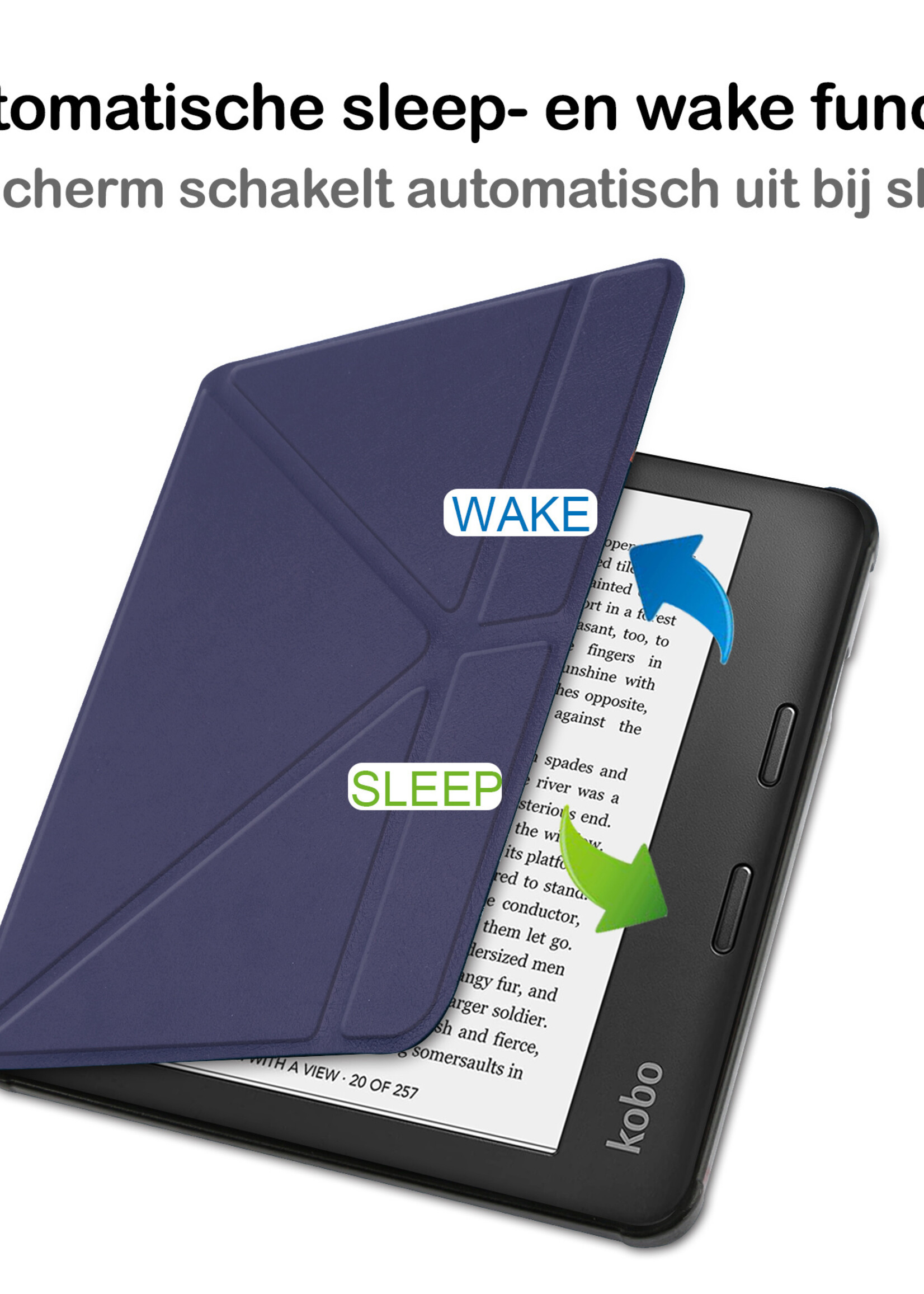 BTH Kobo Libra 2 Hoesje Case Sleep Cover Premium Hoes - Donkerblauw