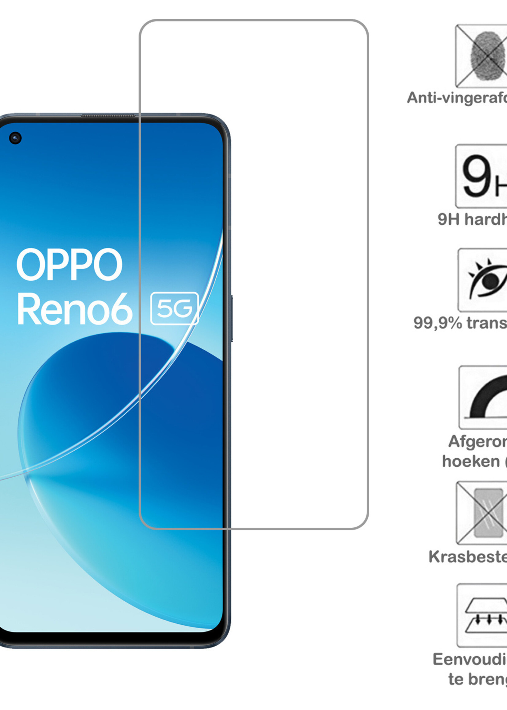 BTH Hoesje Geschikt voor OPPO Reno 6 Hoesje Siliconen Shock Proof Case Hoes Met 2x Screenprotector - Hoes Geschikt voor OPPO Reno 6 Hoes Cover Case Shockproof - Transparant