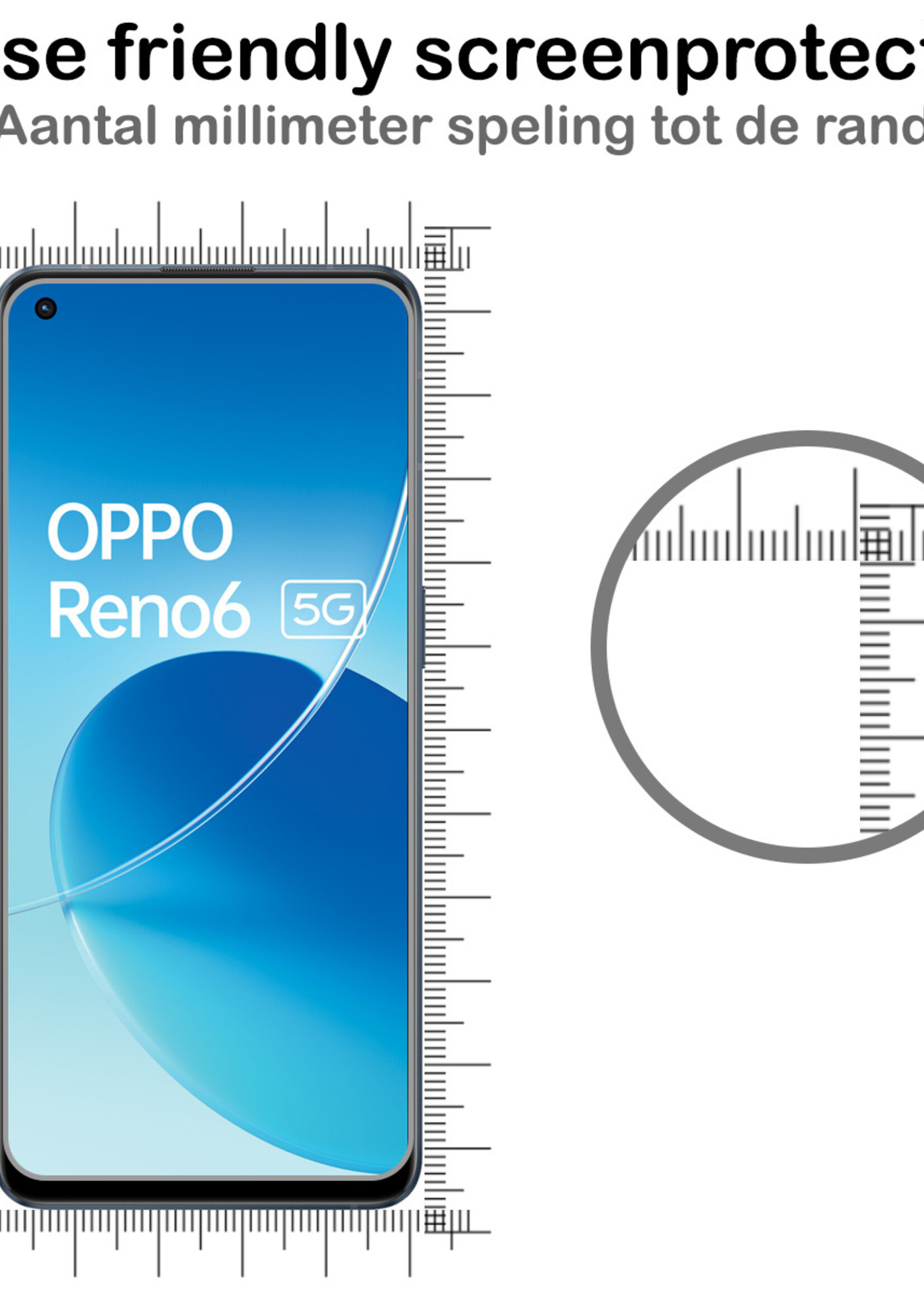 BTH Hoesje Geschikt voor OPPO Reno 6 Hoesje Siliconen Shock Proof Case Hoes Met 2x Screenprotector - Hoes Geschikt voor OPPO Reno 6 Hoes Cover Case Shockproof - Transparant