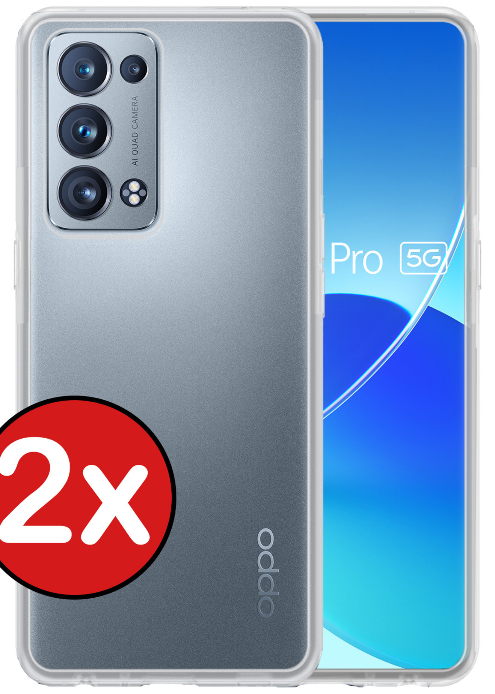 BTH Hoesje Geschikt voor OPPO Reno 6 Pro Hoesje Siliconen Case Hoes - Hoes Geschikt voor OPPO Reno 6 Pro Hoes Cover Case - Transparant - 2 PACK