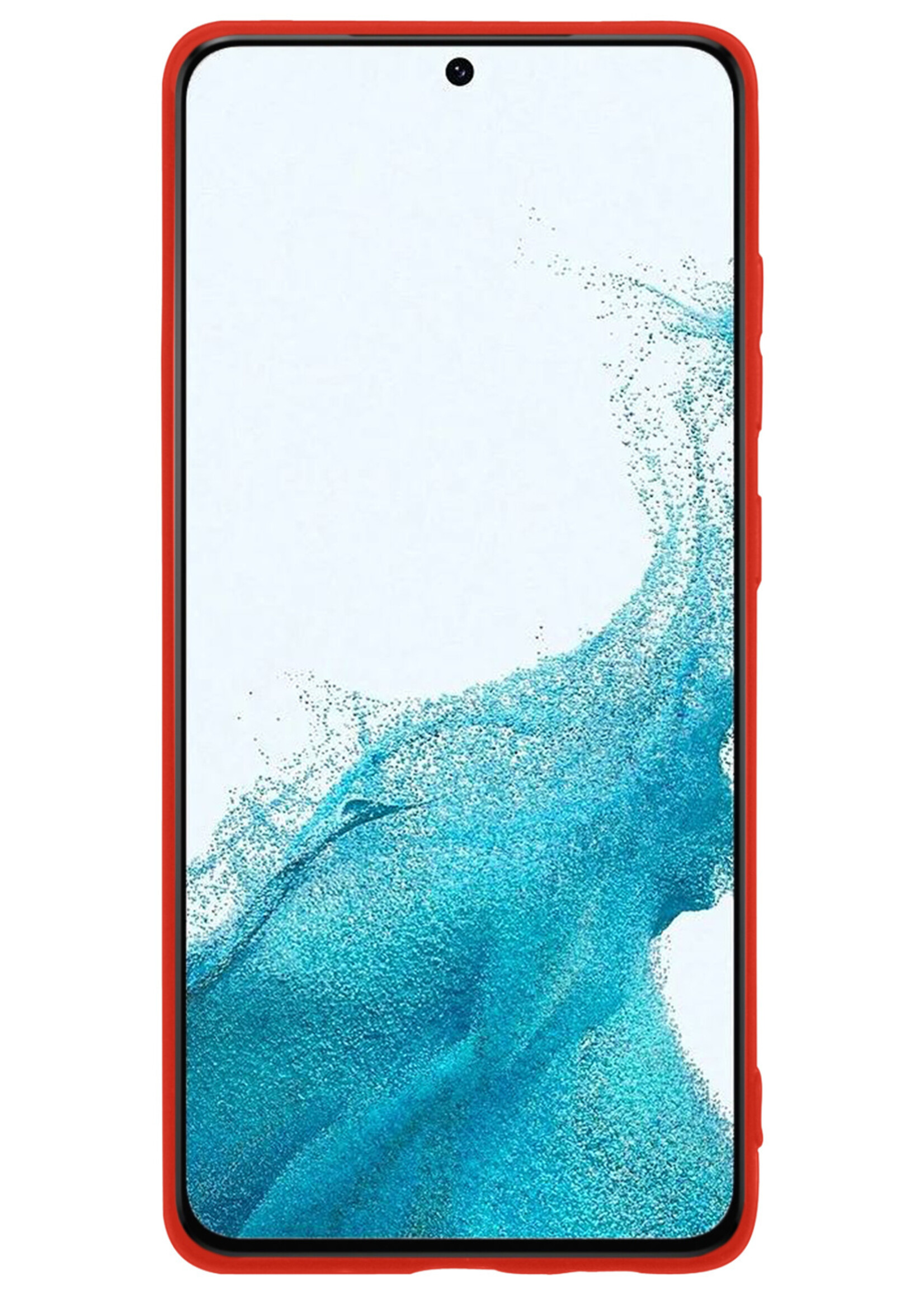 BTH Hoesje Geschikt voor Samsung S22 Hoesje Siliconen Case Hoes - Hoes Geschikt voor Samsung Galaxy S22 Hoes Cover Case - Rood - 2 PACK