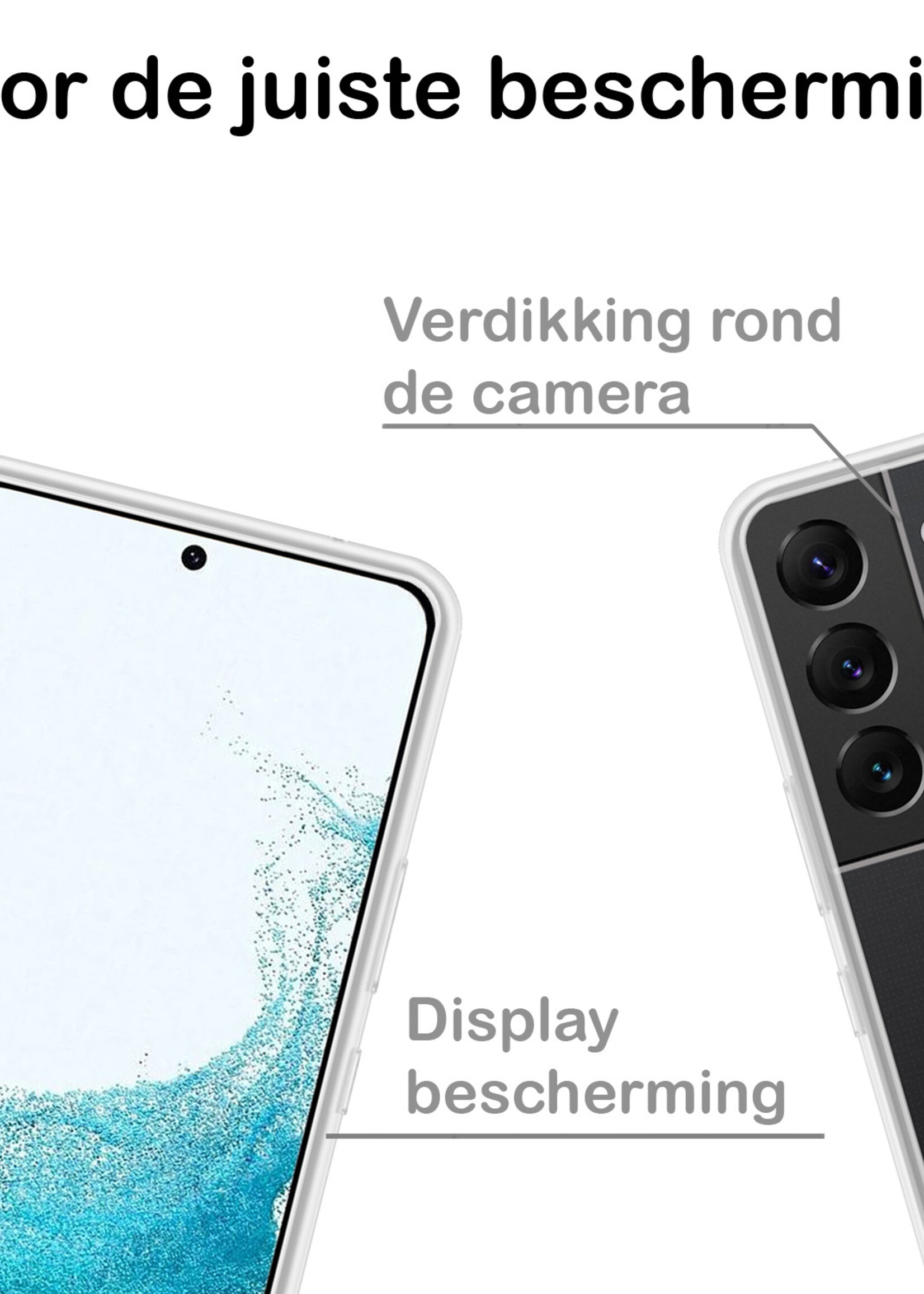 BTH Hoesje Geschikt voor Samsung S22 Hoesje Siliconen Case Hoes - Hoes Geschikt voor Samsung Galaxy S22 Hoes Cover Case - Transparant - 2 PACK