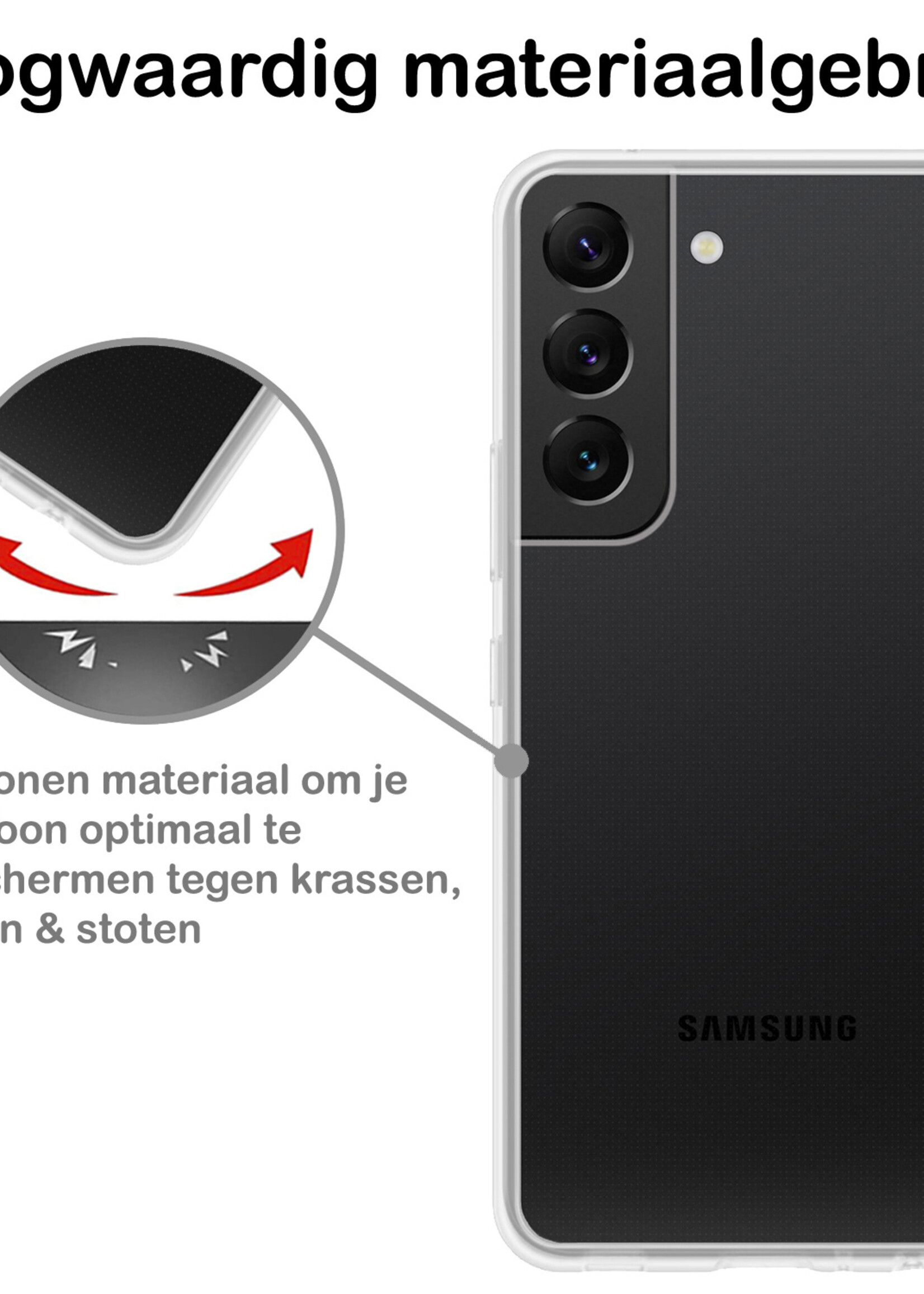 BTH Hoesje Geschikt voor Samsung S22 Hoesje Siliconen Case Hoes - Hoes Geschikt voor Samsung Galaxy S22 Hoes Cover Case - Transparant - 2 PACK
