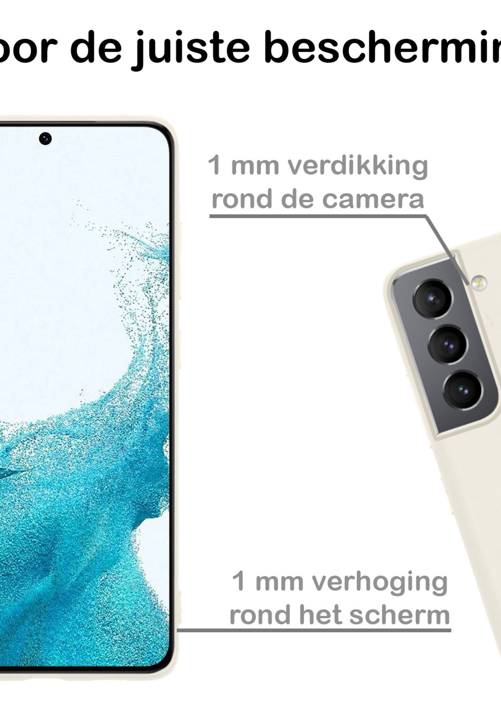 BTH Hoesje Geschikt voor Samsung S22 Hoesje Siliconen Case Hoes - Hoes Geschikt voor Samsung Galaxy S22 Hoes Cover Case - Wit - 2 PACK