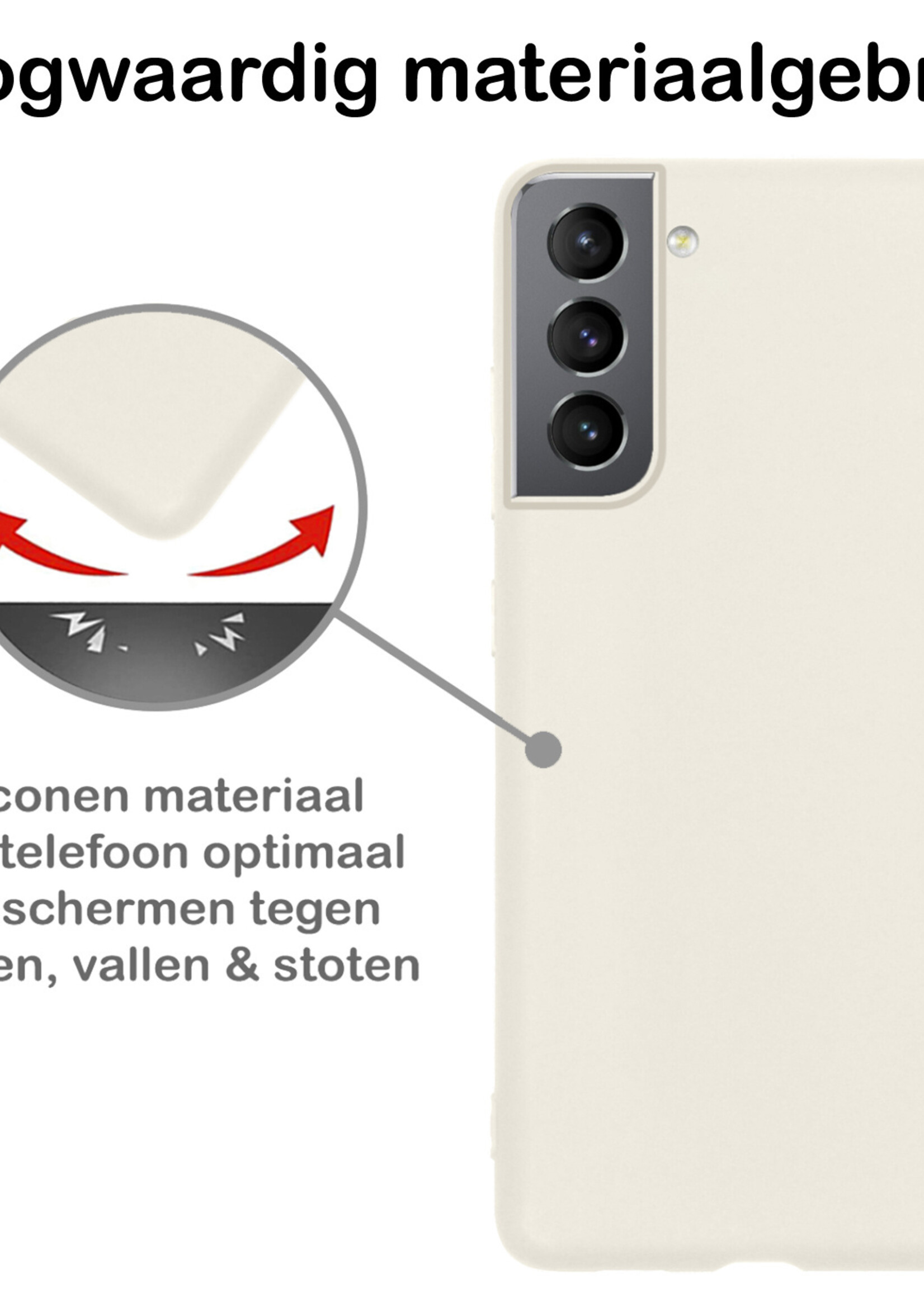 BTH Hoesje Geschikt voor Samsung S22 Hoesje Siliconen Case Hoes - Hoes Geschikt voor Samsung Galaxy S22 Hoes Cover Case - Wit - 2 PACK