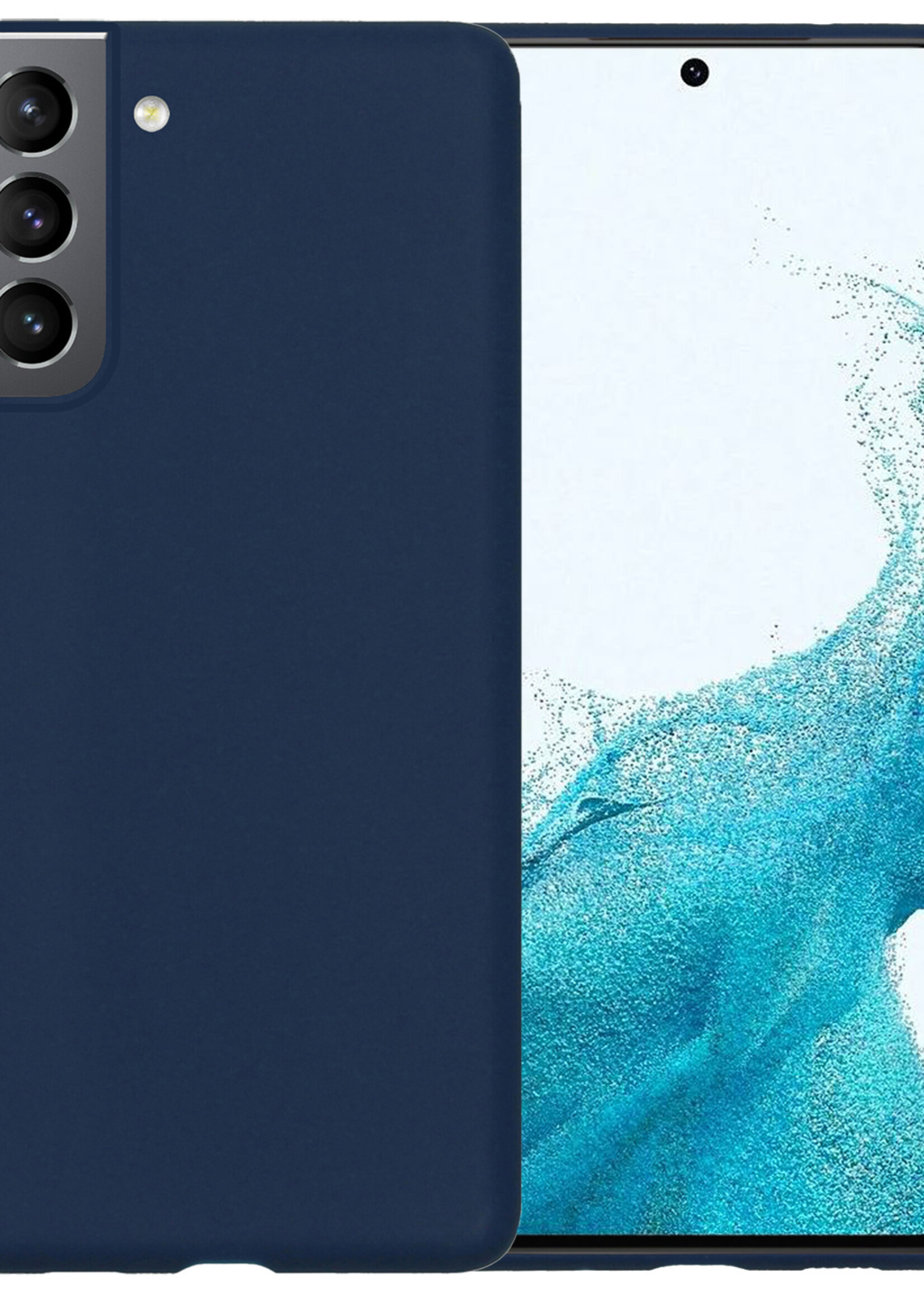 BTH Samsung Galaxy S22 Plus Hoesje Siliconen Case Cover - Samsung S22 Plus Hoesje Cover Hoes Siliconen - Donker Blauw