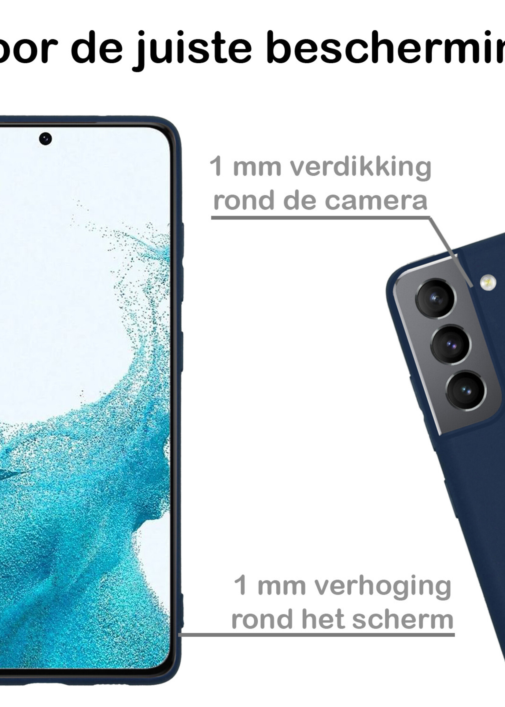 BTH Samsung Galaxy S22 Plus Hoesje Siliconen Case Cover - Samsung S22 Plus Hoesje Cover Hoes Siliconen - Donker Blauw