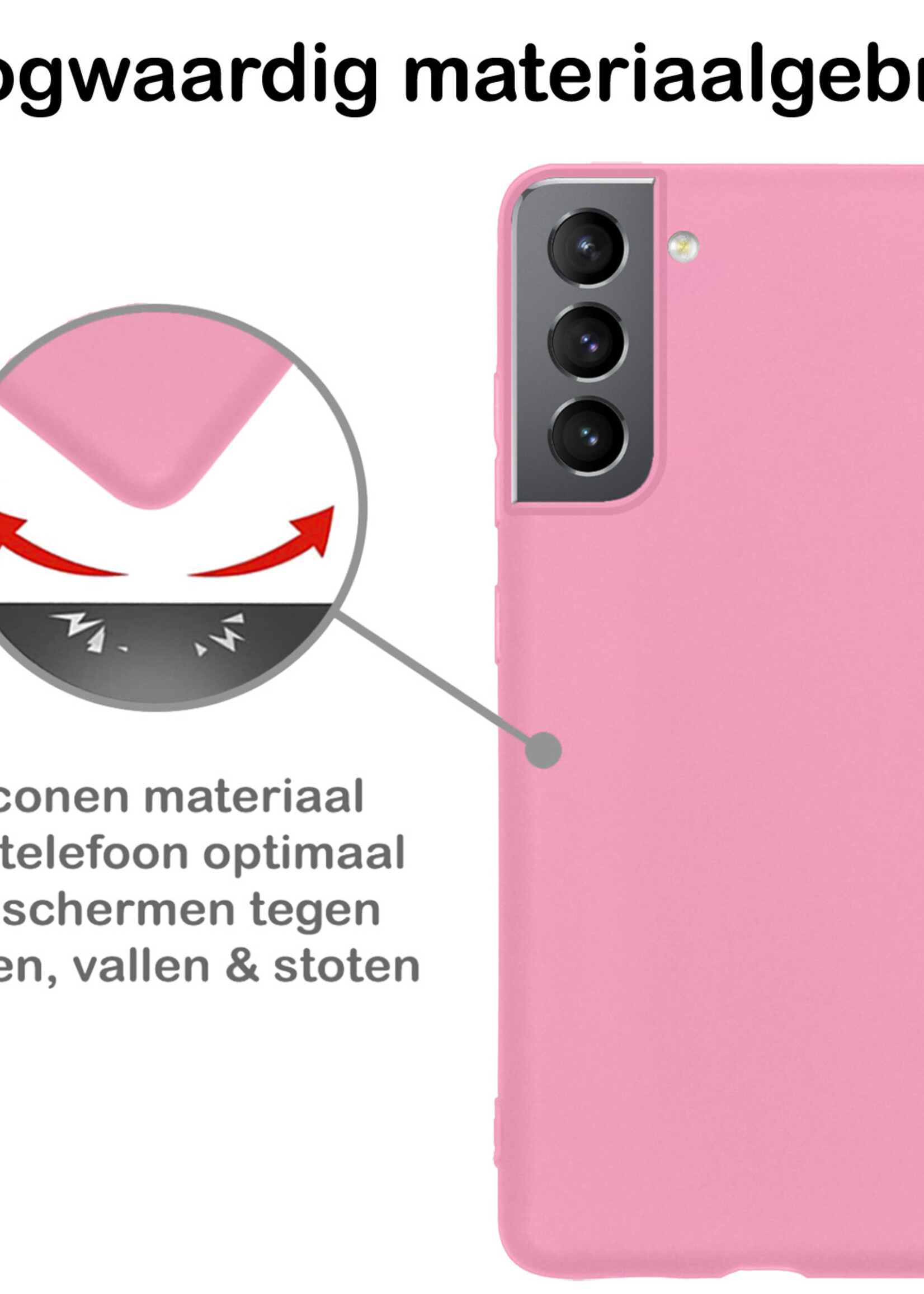 BTH Samsung Galaxy S22 Plus Hoesje Siliconen Case Cover - Samsung S22 Plus Hoesje Cover Hoes Siliconen - Licht Roze