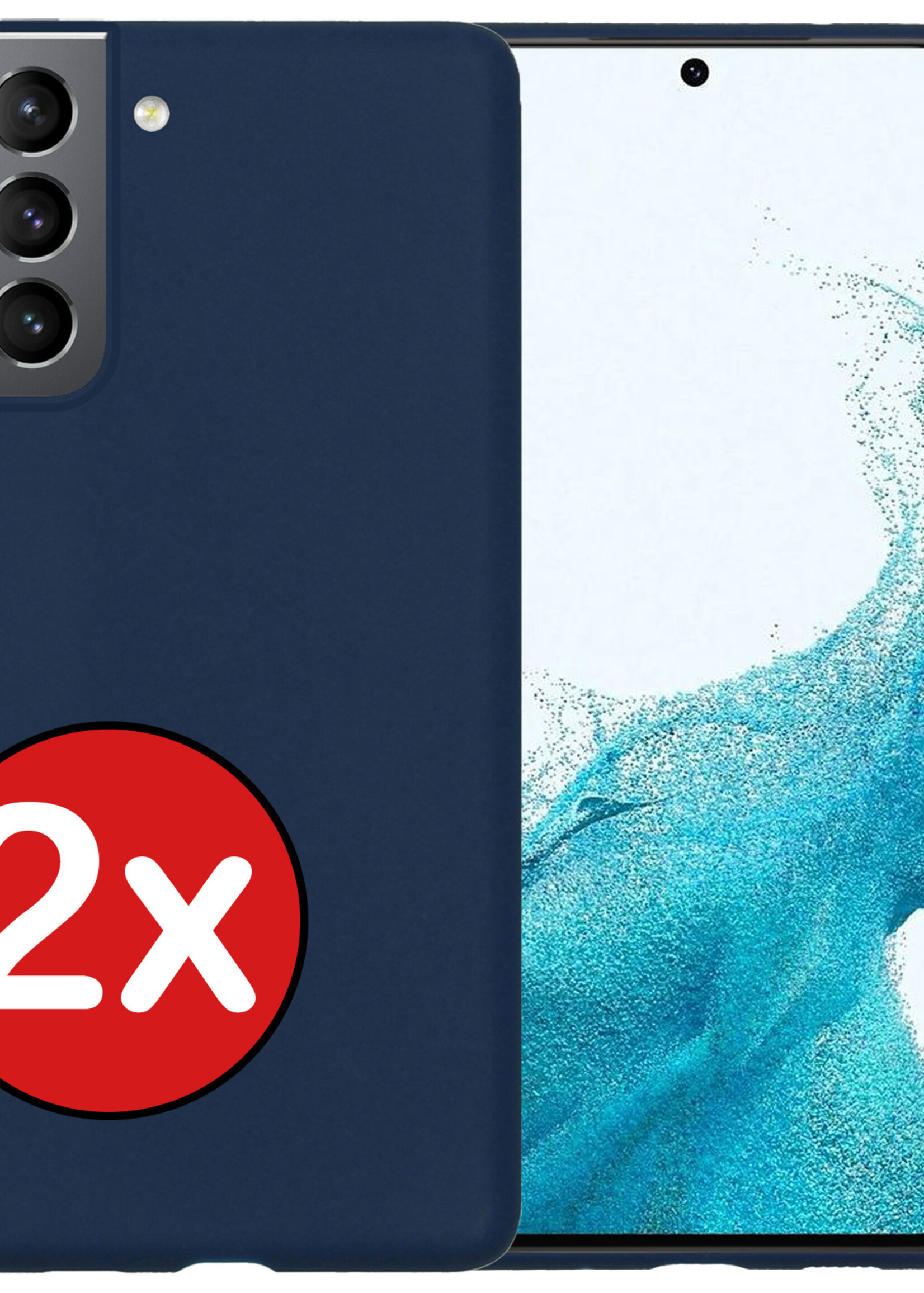 BTH Hoesje Geschikt voor Samsung S22 Plus Hoesje Siliconen Case Hoes - Hoes Geschikt voor Samsung Galaxy S22 Plus Hoes Cover Case - Donkerblauw - 2 PACK