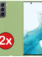 BTH BTH Samsung Galaxy S22 Plus Hoesje Siliconen - Groen - 2 PACK