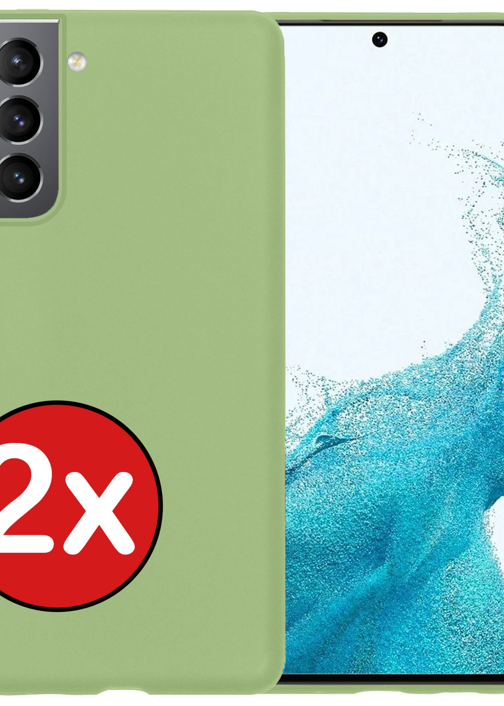 BTH Hoesje Geschikt voor Samsung S22 Plus Hoesje Siliconen Case Hoes - Hoes Geschikt voor Samsung Galaxy S22 Plus Hoes Cover Case - Groen - 2 PACK