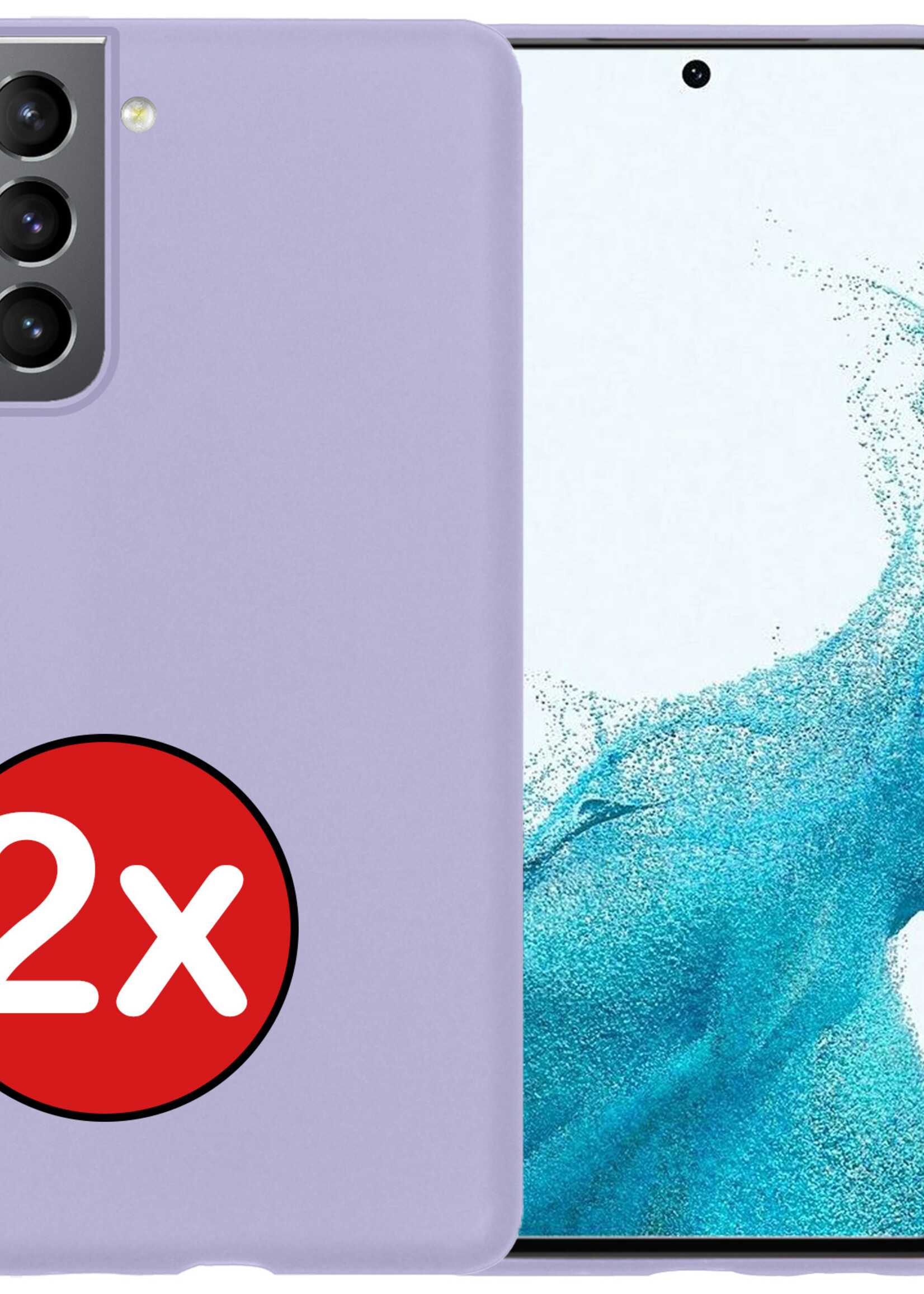 BTH Hoesje Geschikt voor Samsung S22 Plus Hoesje Siliconen Case Hoes - Hoes Geschikt voor Samsung Galaxy S22 Plus Hoes Cover Case - Lila - 2 PACK