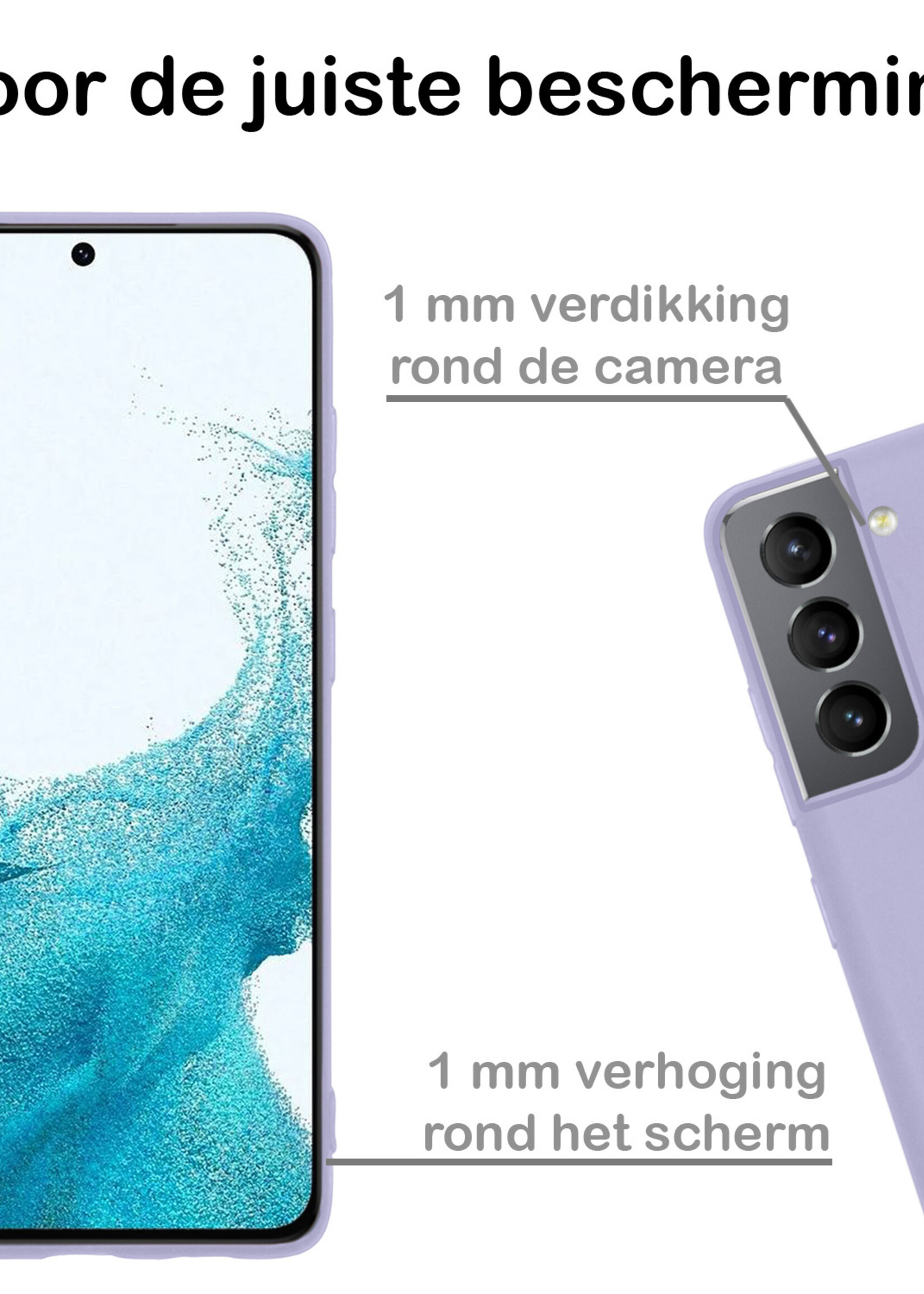 BTH Hoesje Geschikt voor Samsung S22 Plus Hoesje Siliconen Case Hoes - Hoes Geschikt voor Samsung Galaxy S22 Plus Hoes Cover Case - Lila - 2 PACK