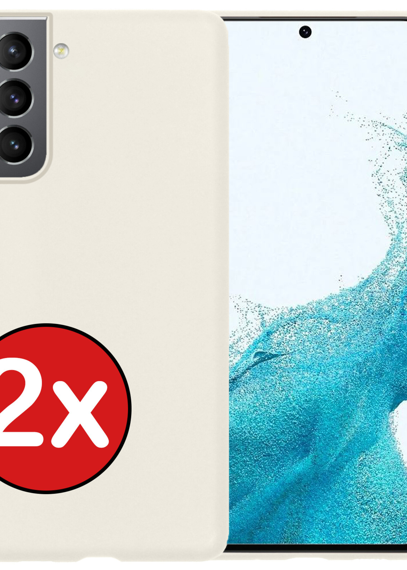 BTH Hoesje Geschikt voor Samsung S22 Plus Hoesje Siliconen Case Hoes - Hoes Geschikt voor Samsung Galaxy S22 Plus Hoes Cover Case - Wit - 2 PACK