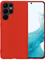 BTH BTH Samsung Galaxy S22 Ultra Hoesje Siliconen - Rood