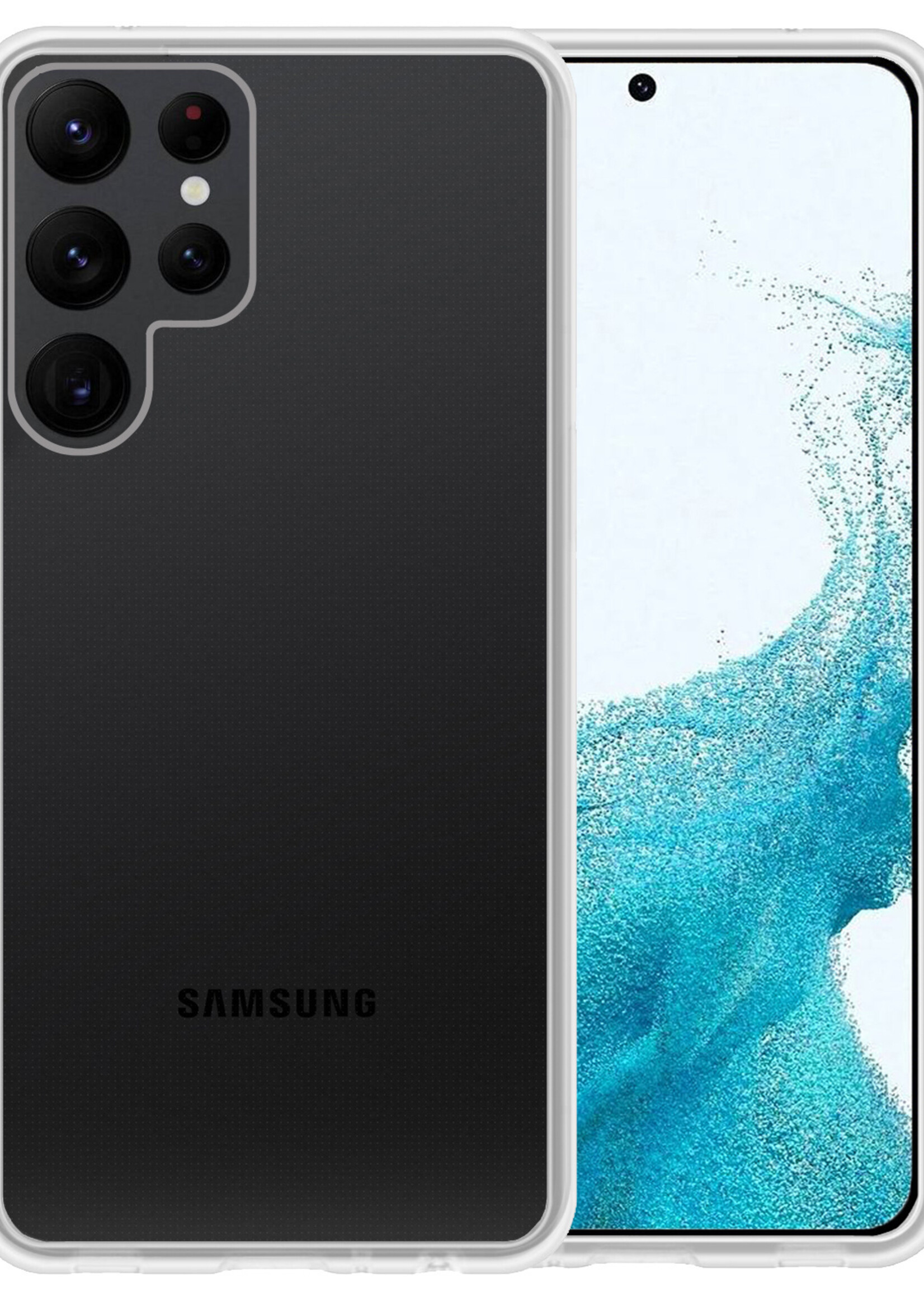 BTH Samsung Galaxy S22 Ultra Hoesje Siliconen Case Cover - Samsung S22 Ultra Hoesje Cover Hoes Siliconen - Transparant
