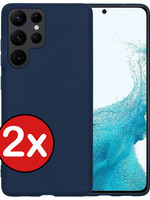 BTH BTH Samsung Galaxy S22 Ultra Hoesje Siliconen - Donkerblauw - 2 PACK