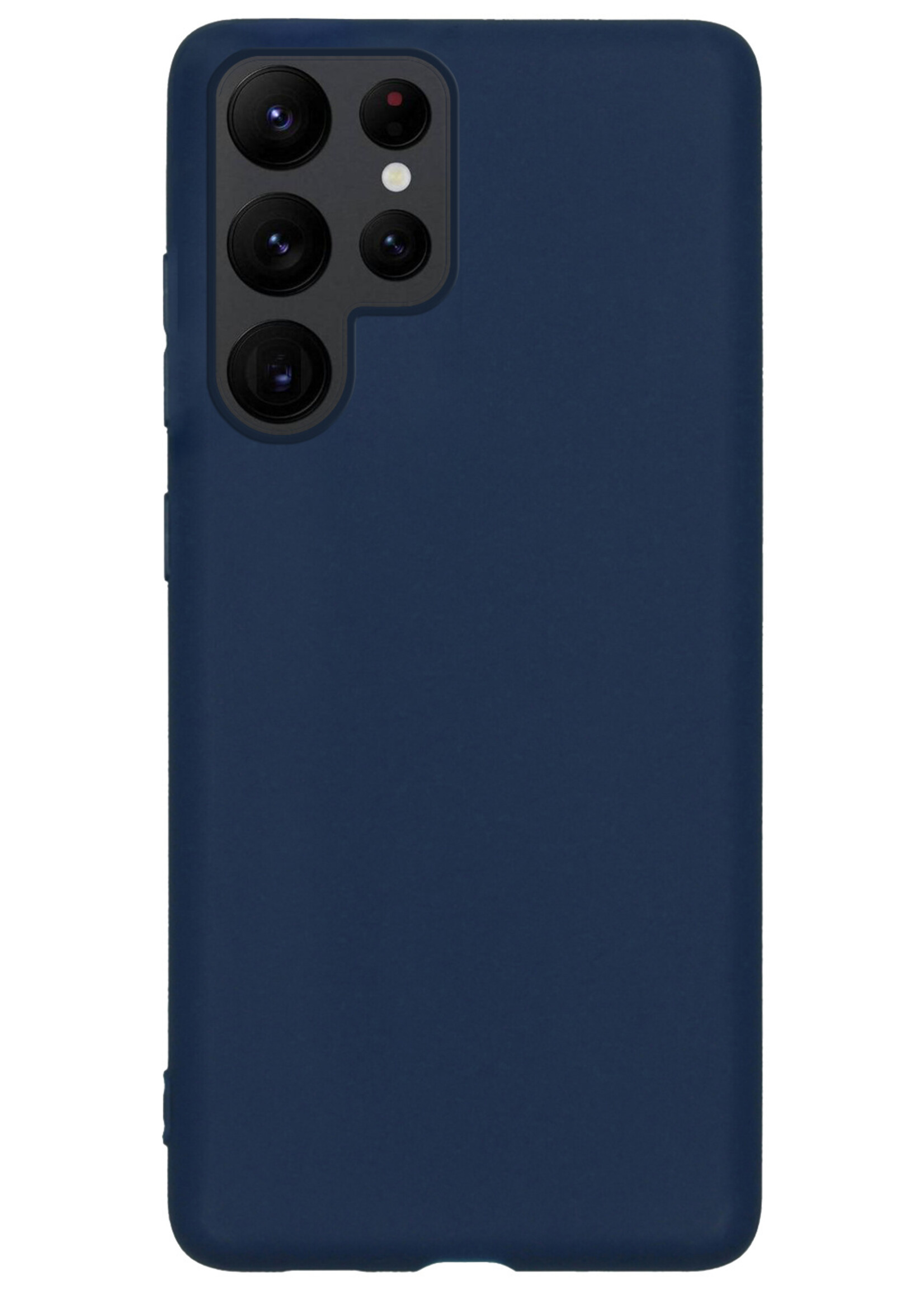 BTH Hoesje Geschikt voor Samsung S22 Ultra Hoesje Siliconen Case Hoes - Hoes Geschikt voor Samsung Galaxy S22 Ultra Hoes Cover Case - Donkerblauw - 2 PACK