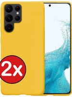 BTH BTH Samsung Galaxy S22 Ultra Hoesje Siliconen - Geel - 2 PACK