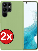 BTH BTH Samsung Galaxy S22 Ultra Hoesje Siliconen - Groen - 2 PACK