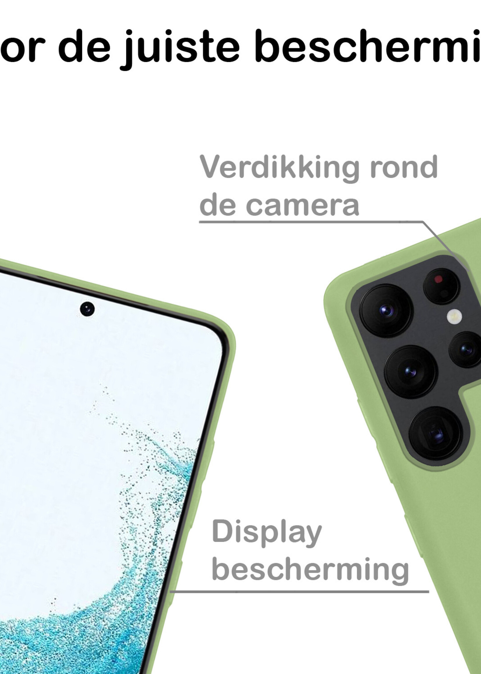 BTH Hoesje Geschikt voor Samsung S22 Ultra Hoesje Siliconen Case Hoes - Hoes Geschikt voor Samsung Galaxy S22 Ultra Hoes Cover Case - Groen - 2 PACK